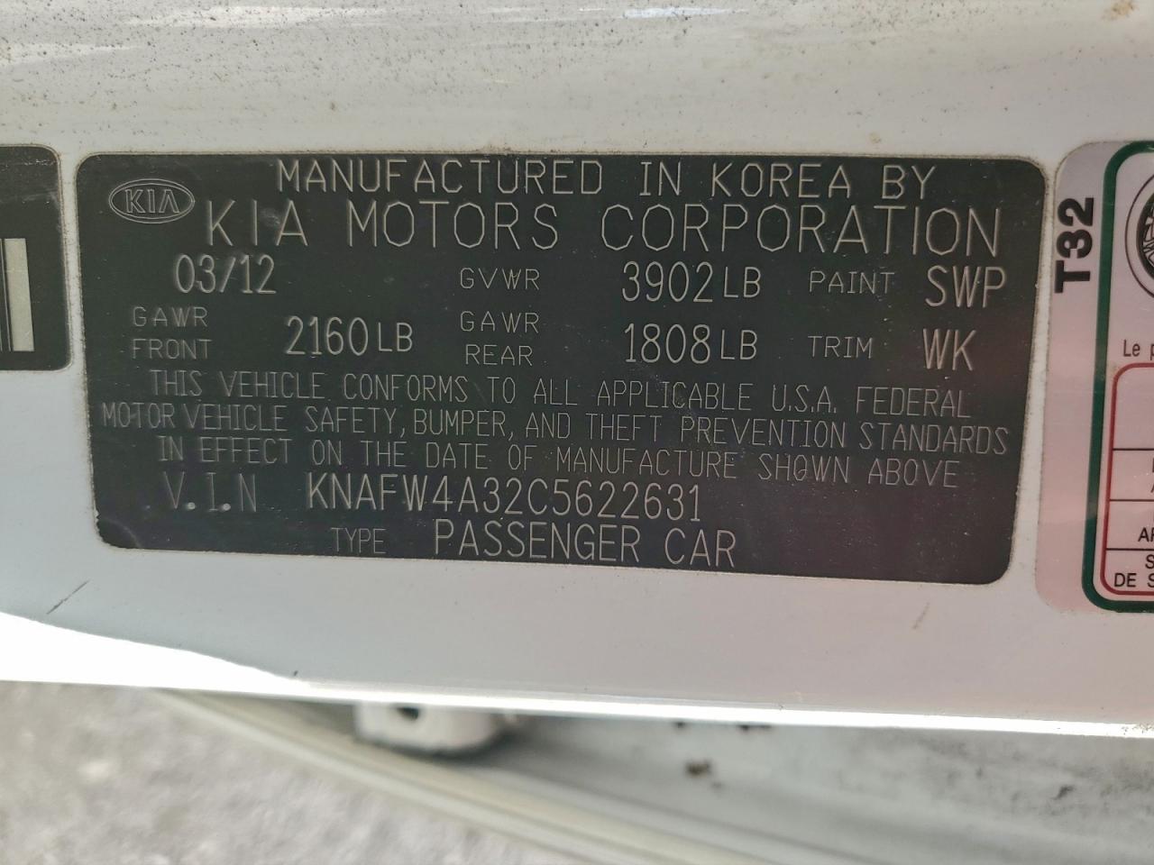 2012 KIA FORTE SX photo 12