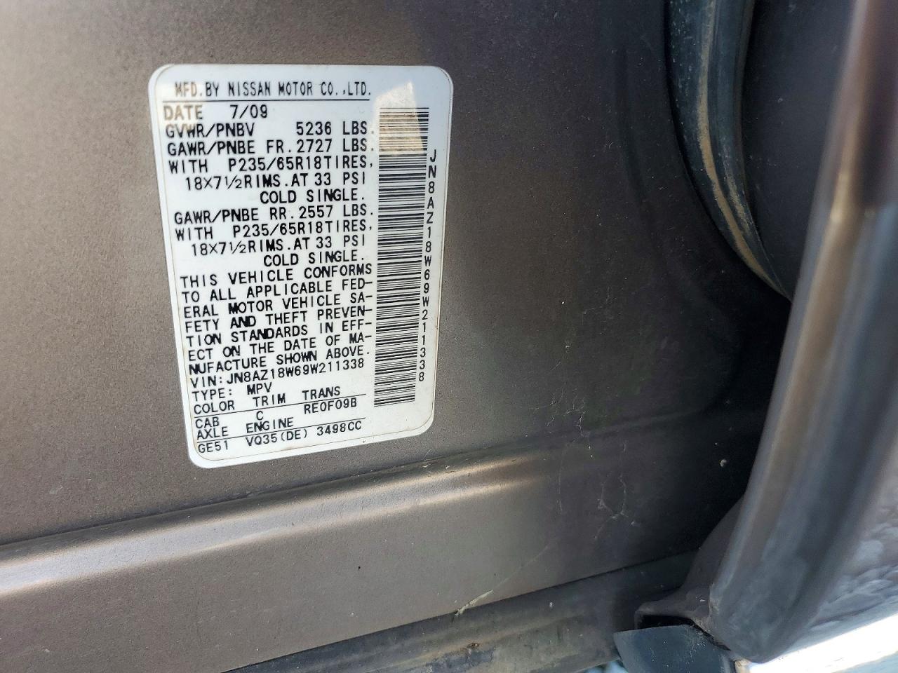 2009 NISSAN MURANO S photo 13