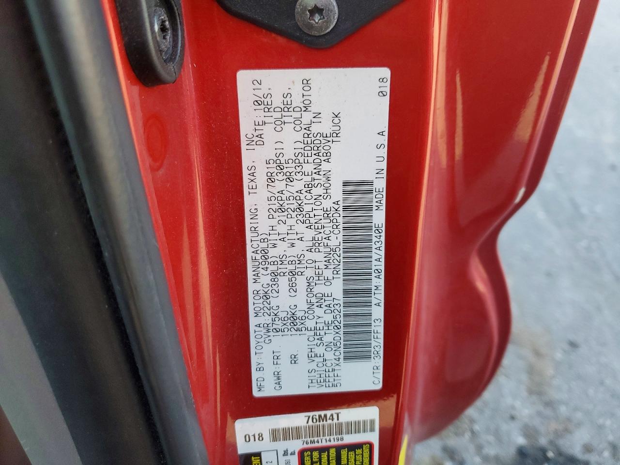 2013 TOYOTA TACOMA ACCESS CAB photo 12