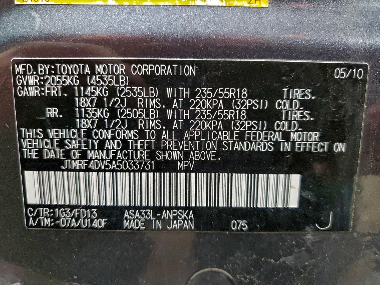 2010 TOYOTA RAV4 SPORT photo 13