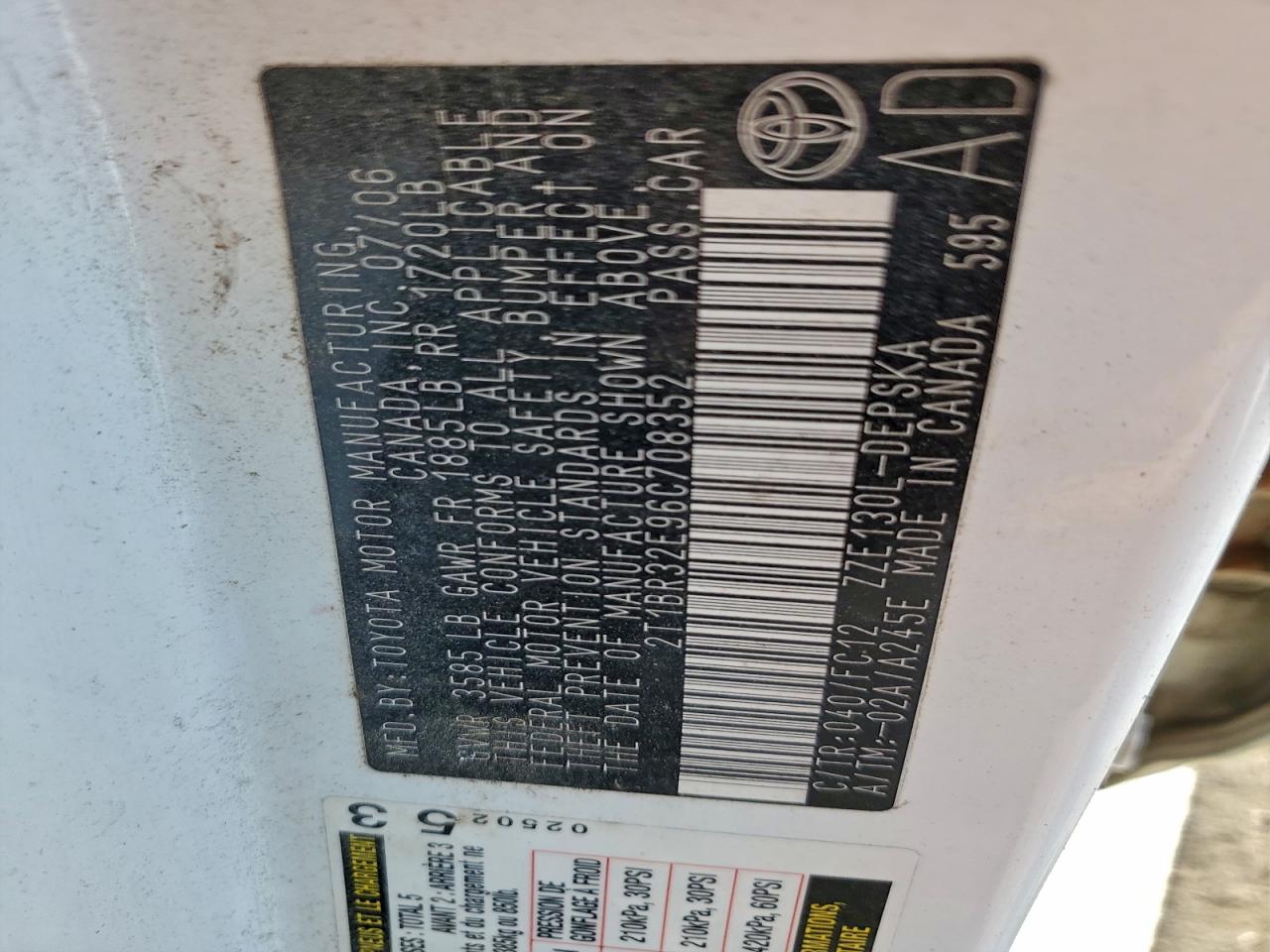 2006 TOYOTA COROLLA CE photo 12