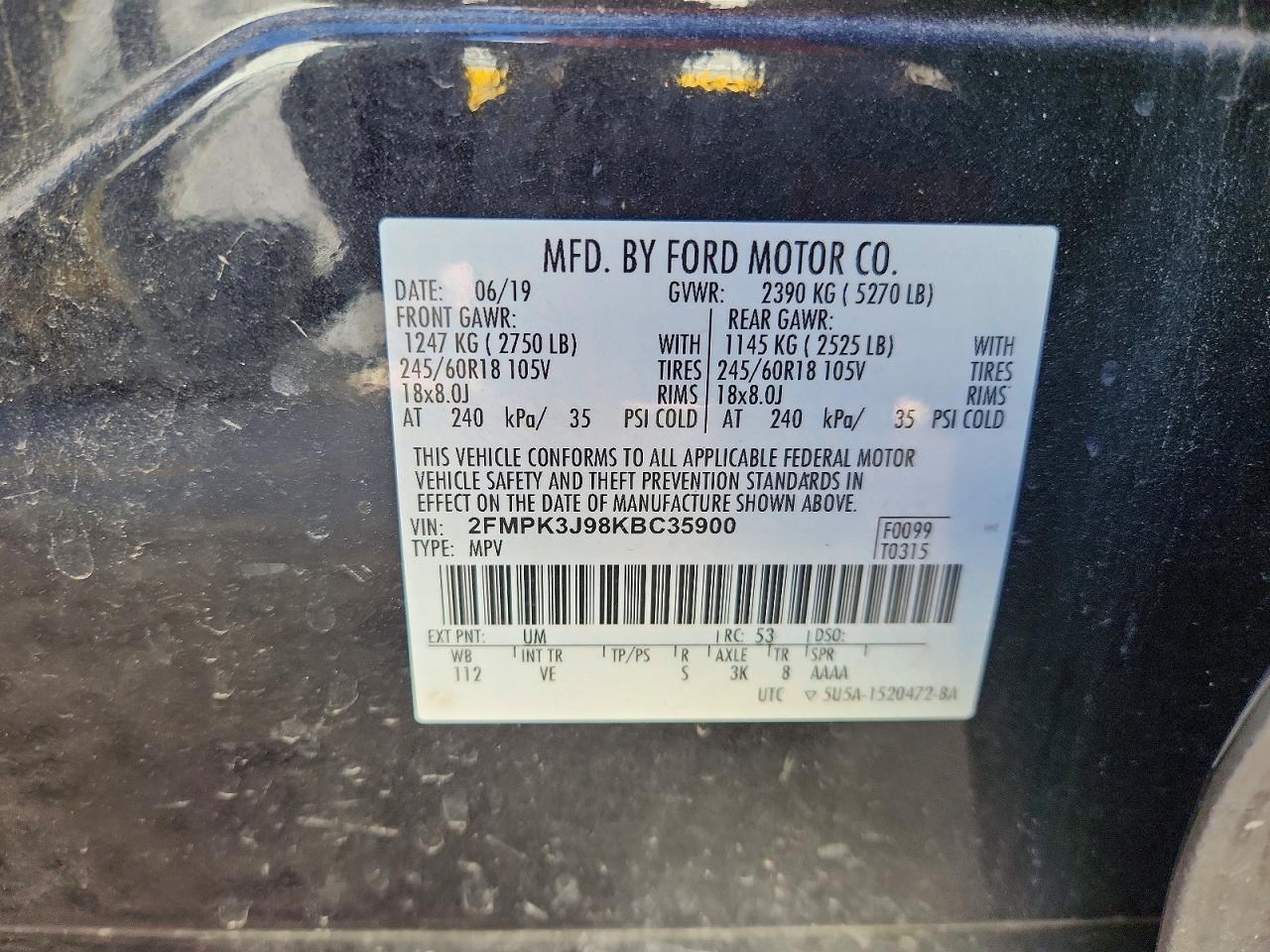 2019 FORD EDGE SEL photo 40