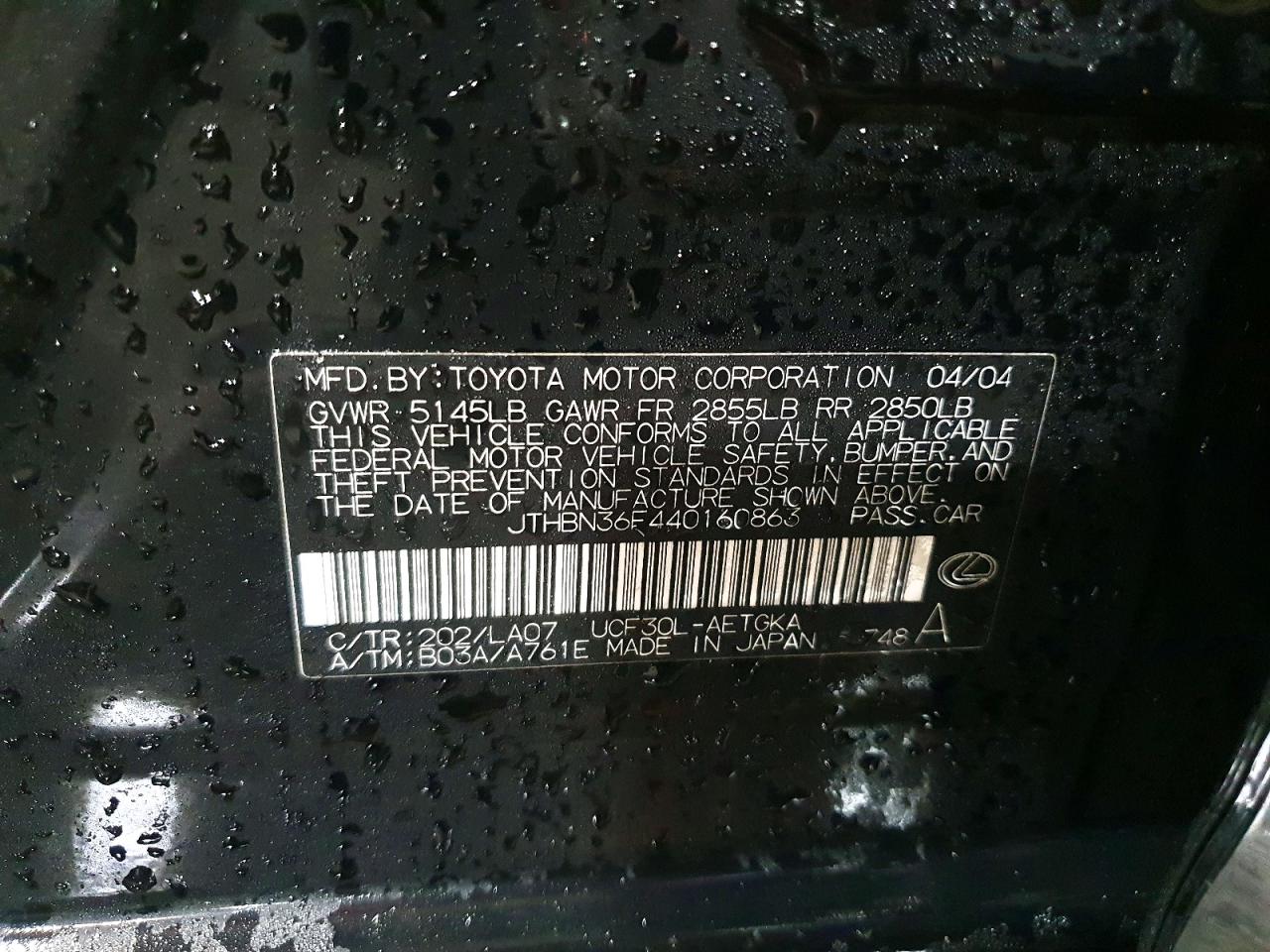 2004 LEXUS LS 430 photo 12