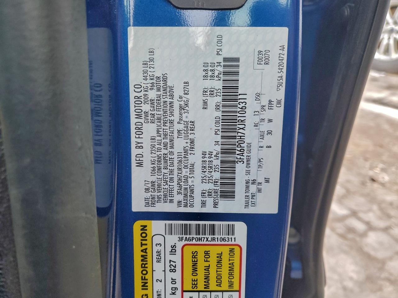 2018 FORD FUSION SE photo 13