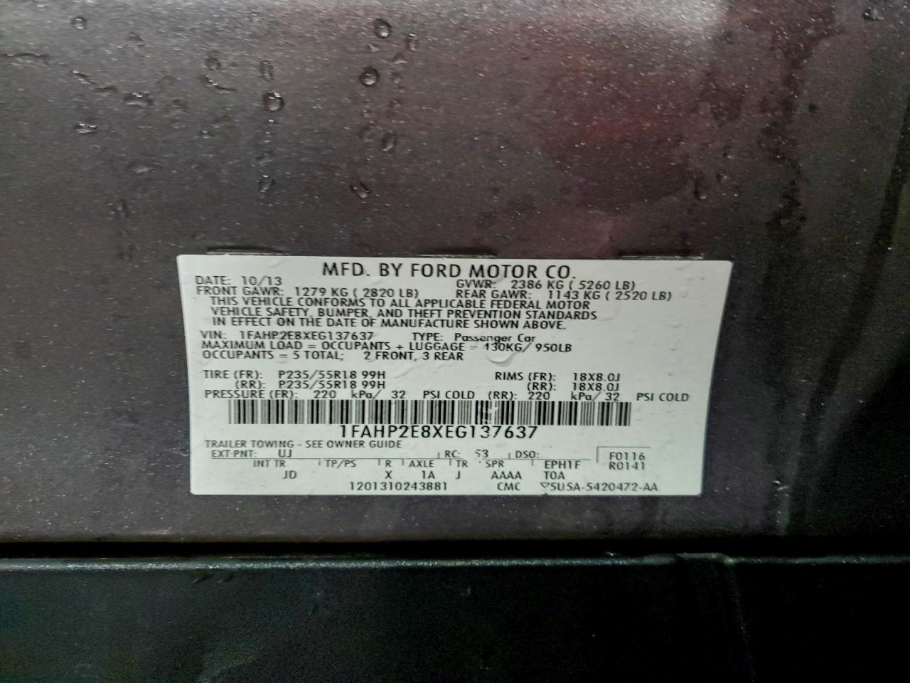 2014 FORD TAURUS SEL photo 12