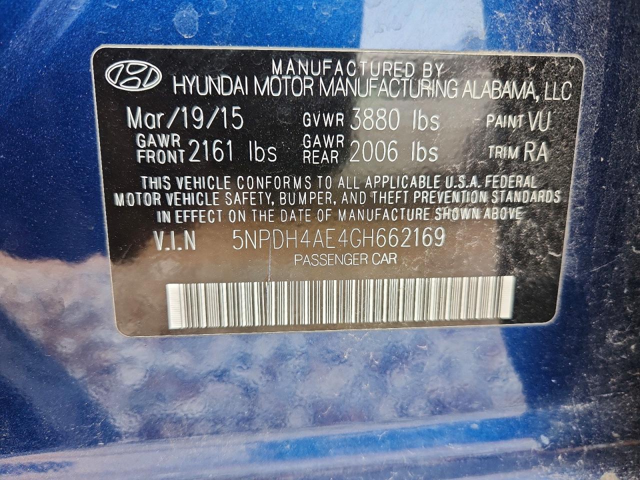 2016 HYUNDAI ELANTRA SE photo 12
