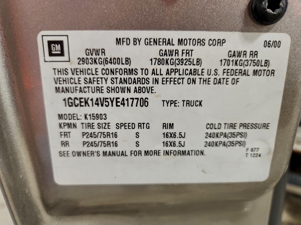 2000 CHEVROLET SILVERADO K1500 photo 34