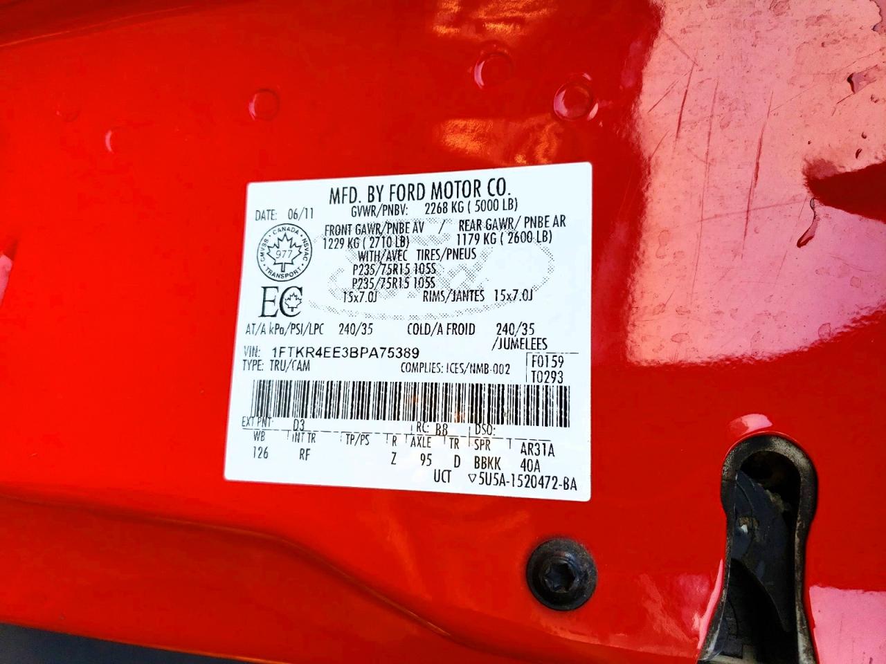 2011 FORD RANGER SUPER CAB photo 12