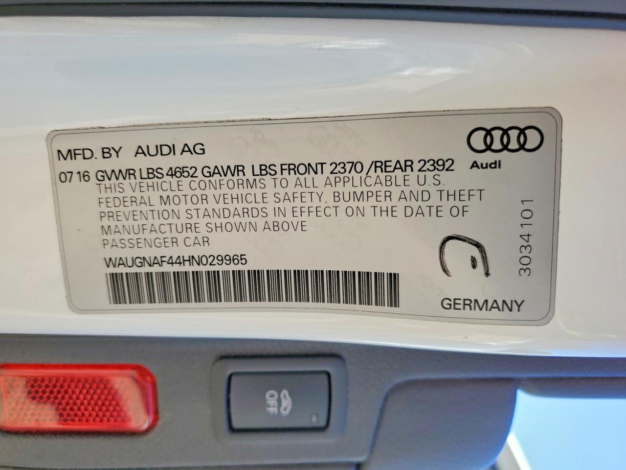 2017 AUDI A4 PREMIUM photo 12