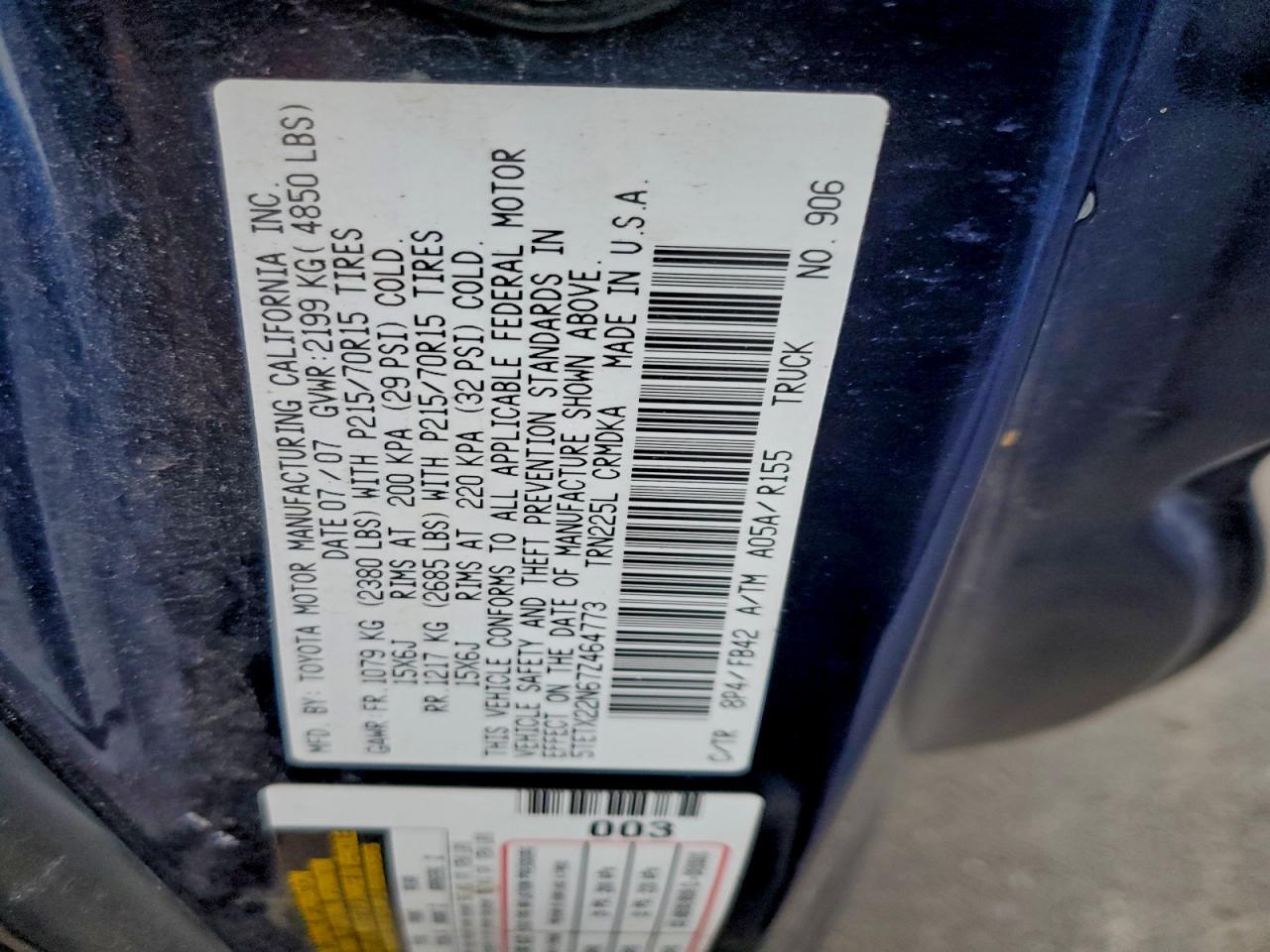 2007 TOYOTA TACOMA ACCESS CAB photo 12