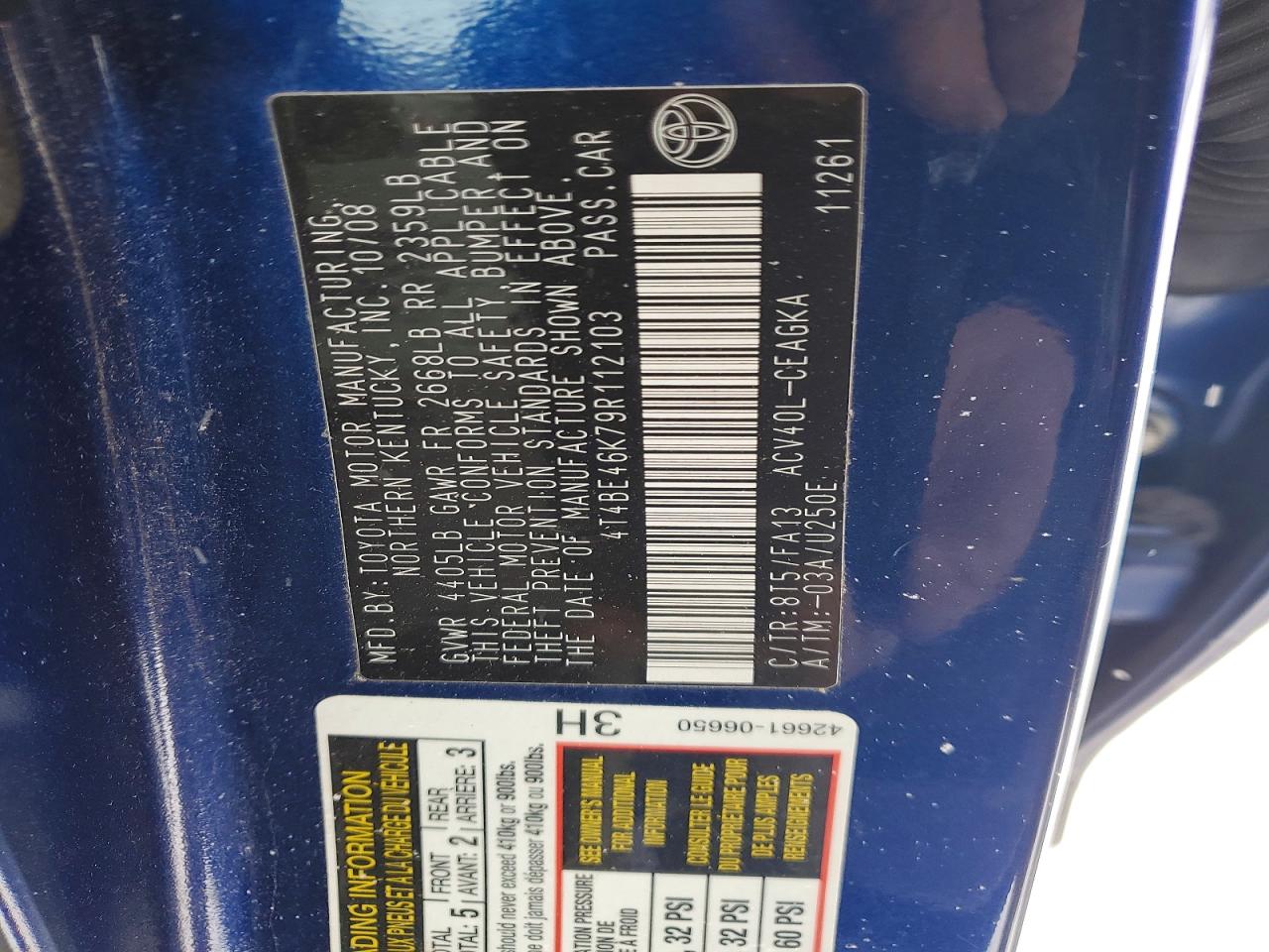 2009 TOYOTA CAMRY BASE photo 12