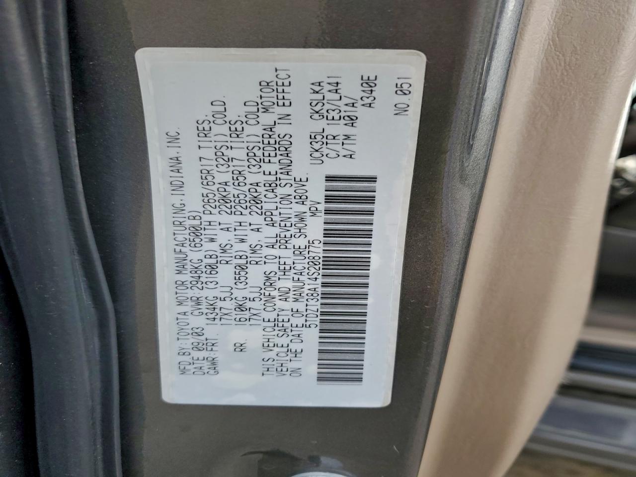 2004 TOYOTA SEQUOIA LIMITED photo 12