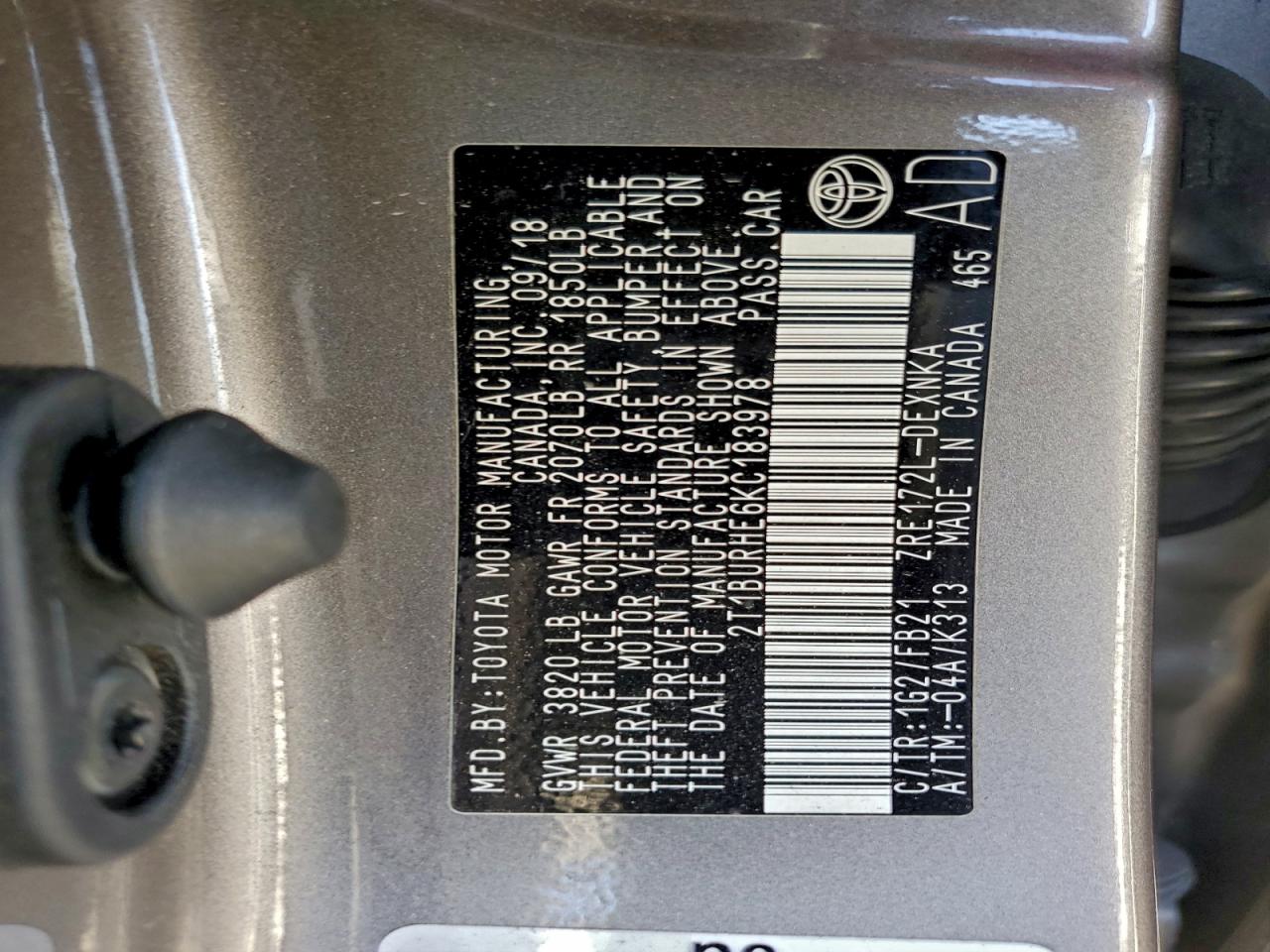 2019 TOYOTA COROLLA L photo 13