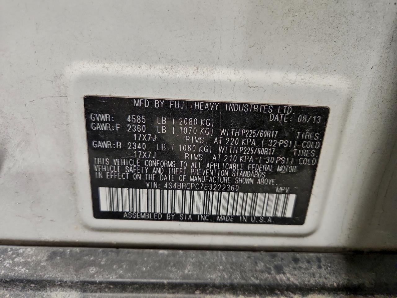 2014 SUBARU OUTBACK 2.5I LIMITED photo 13