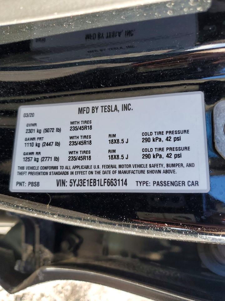 2020 TESLA MODEL 3 photo 12