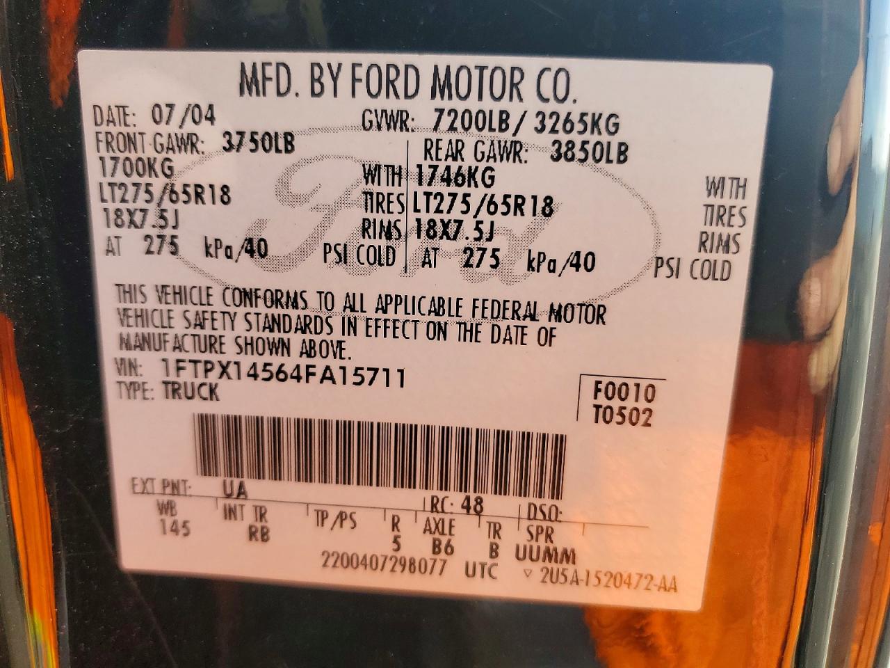 2004 FORD F150 photo 12