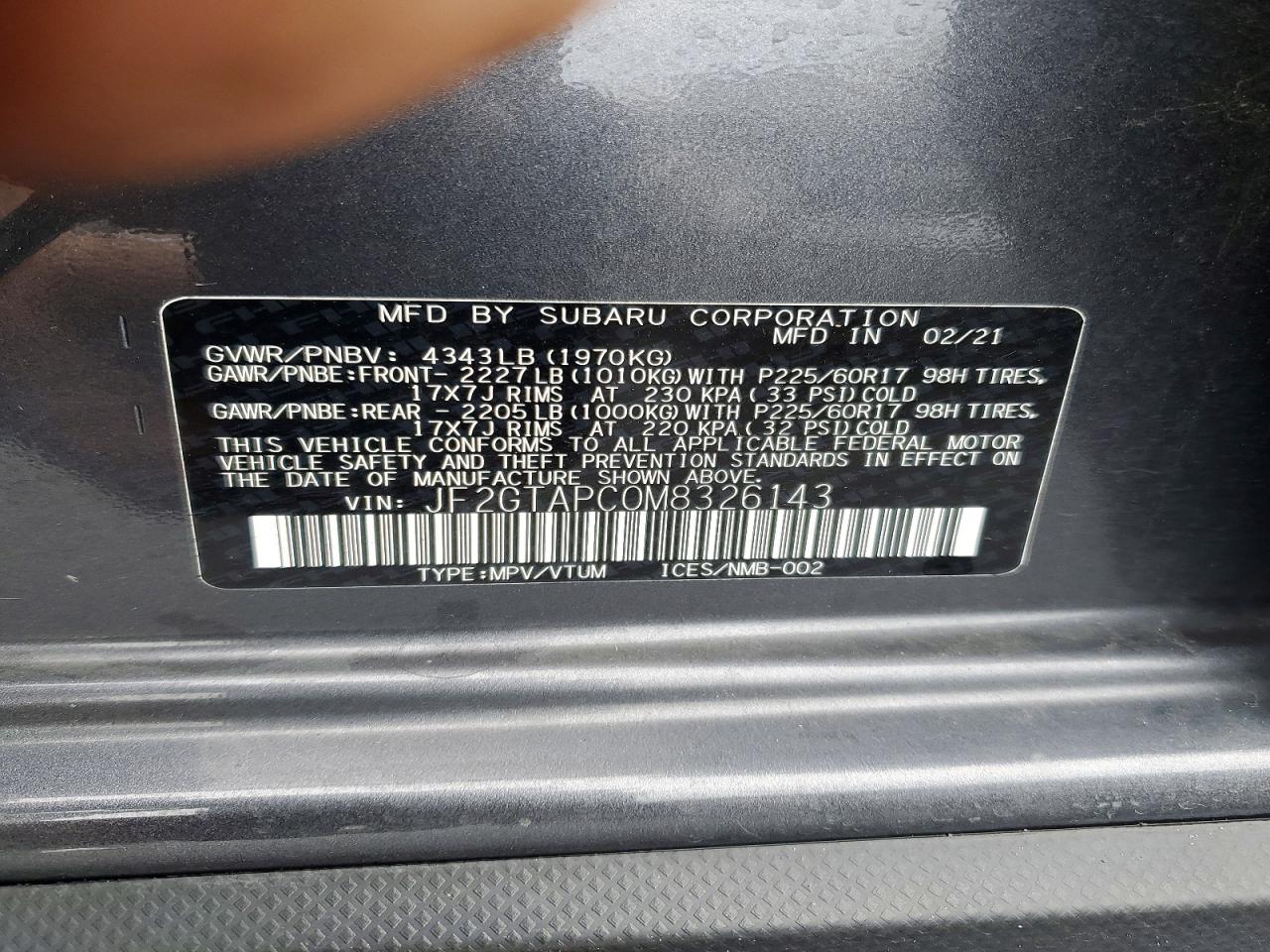 2021 SUBARU CROSSTREK PREMIUM photo 13