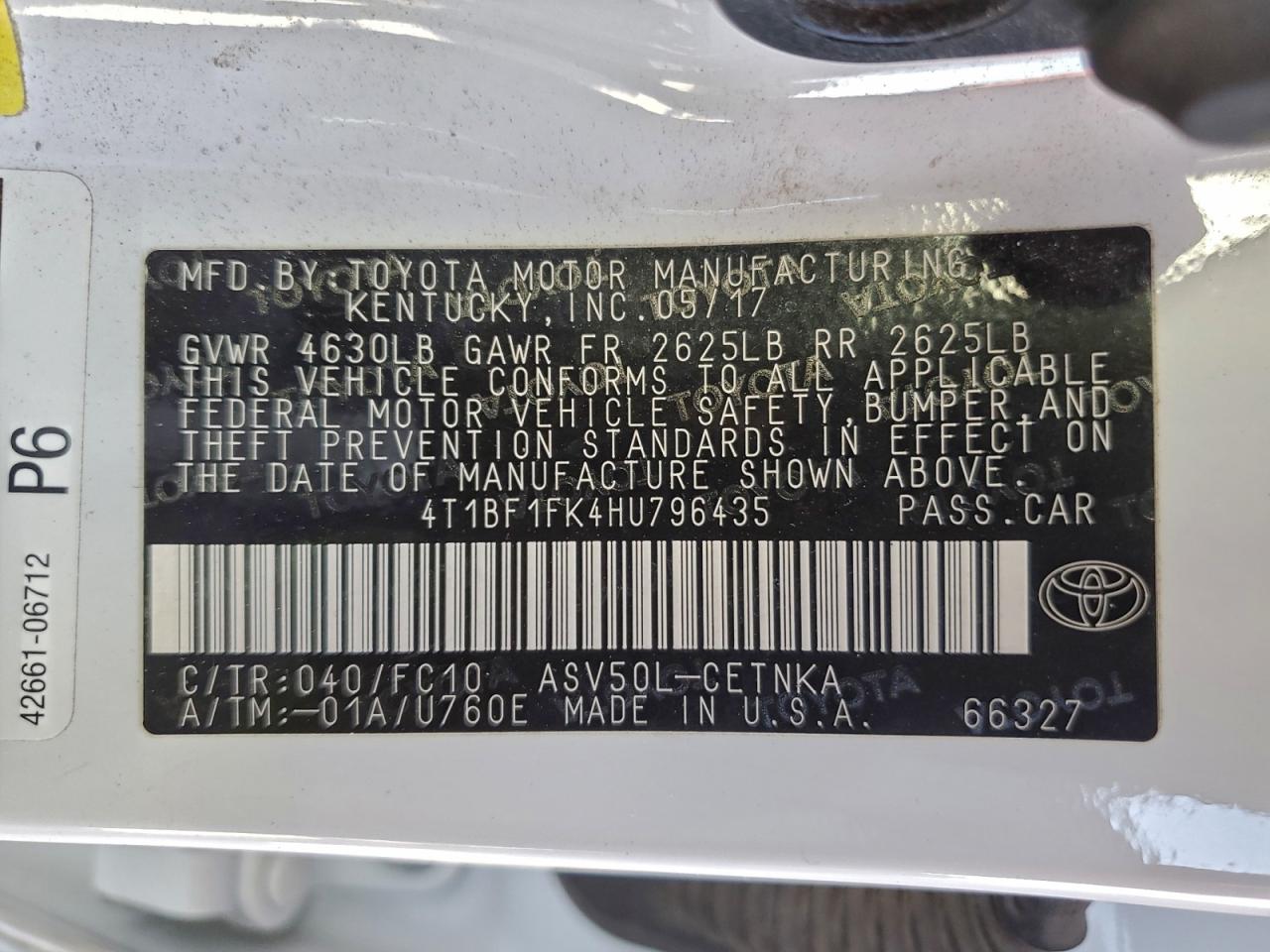 2017 TOYOTA CAMRY LE photo 13