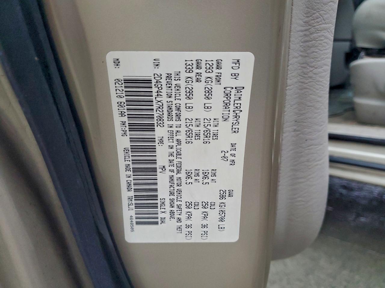 2007 DODGE GRAND CARAVAN SXT photo 13