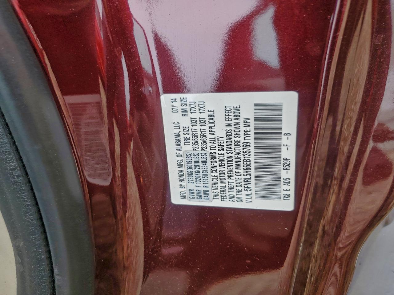 2014 HONDA ODYSSEY EXL photo 14