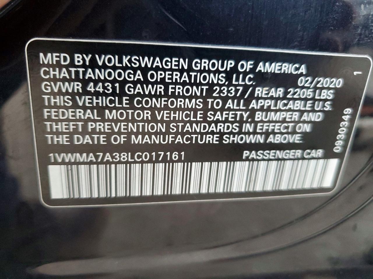 2020 VOLKSWAGEN PASSAT R-LINE photo 12
