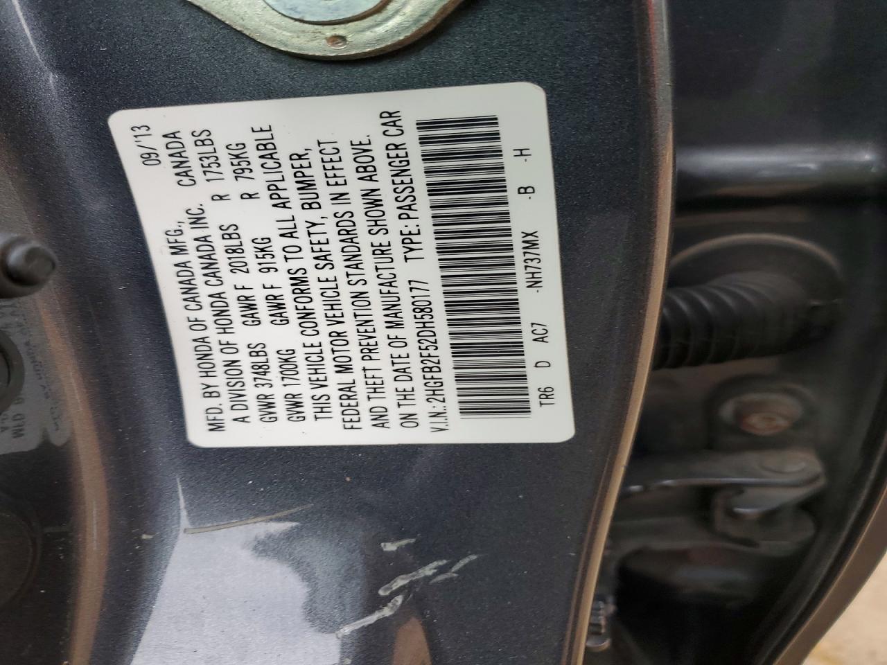 2013 HONDA CIVIC LX photo 12