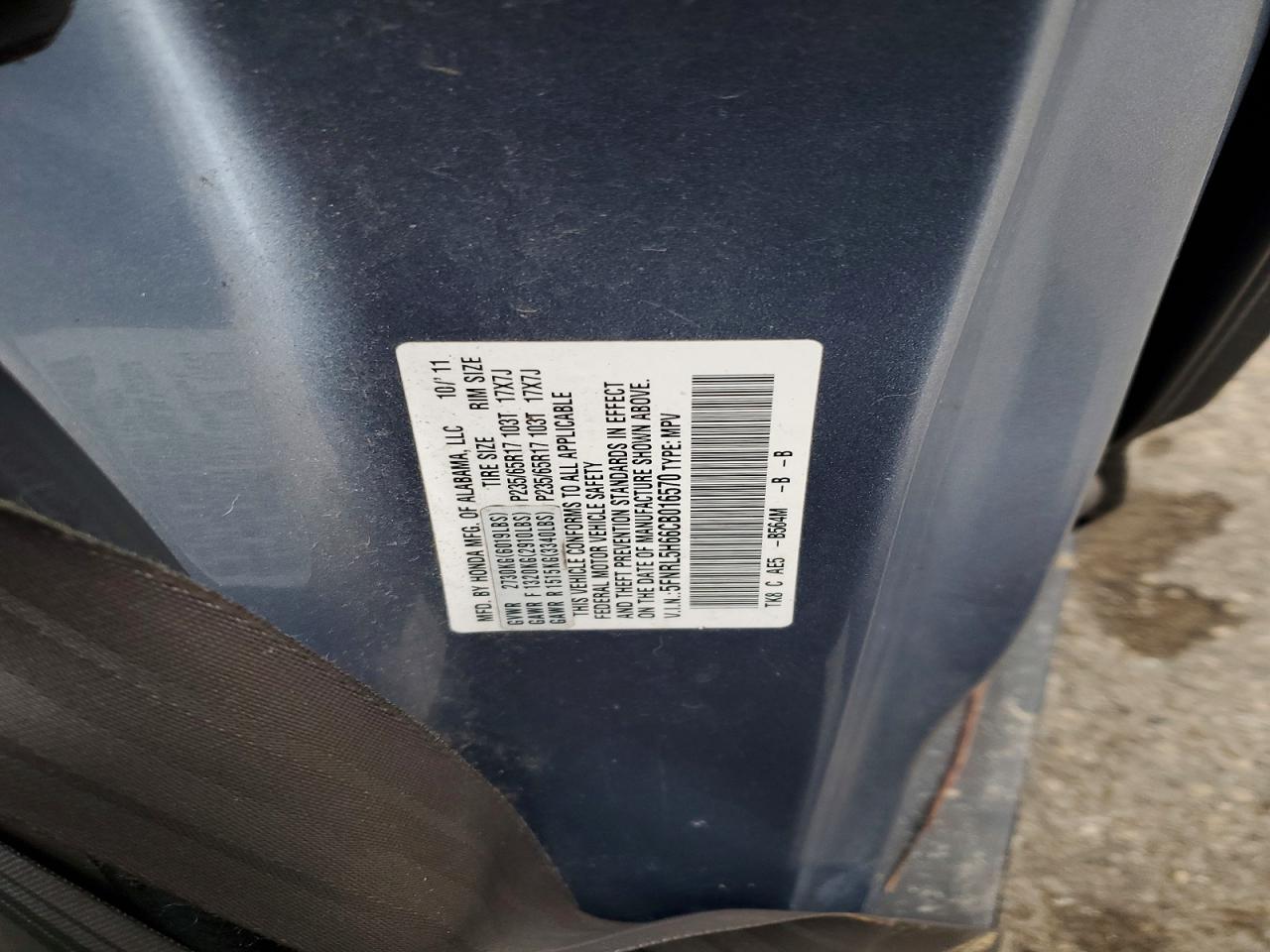 2012 HONDA ODYSSEY EXL photo 37