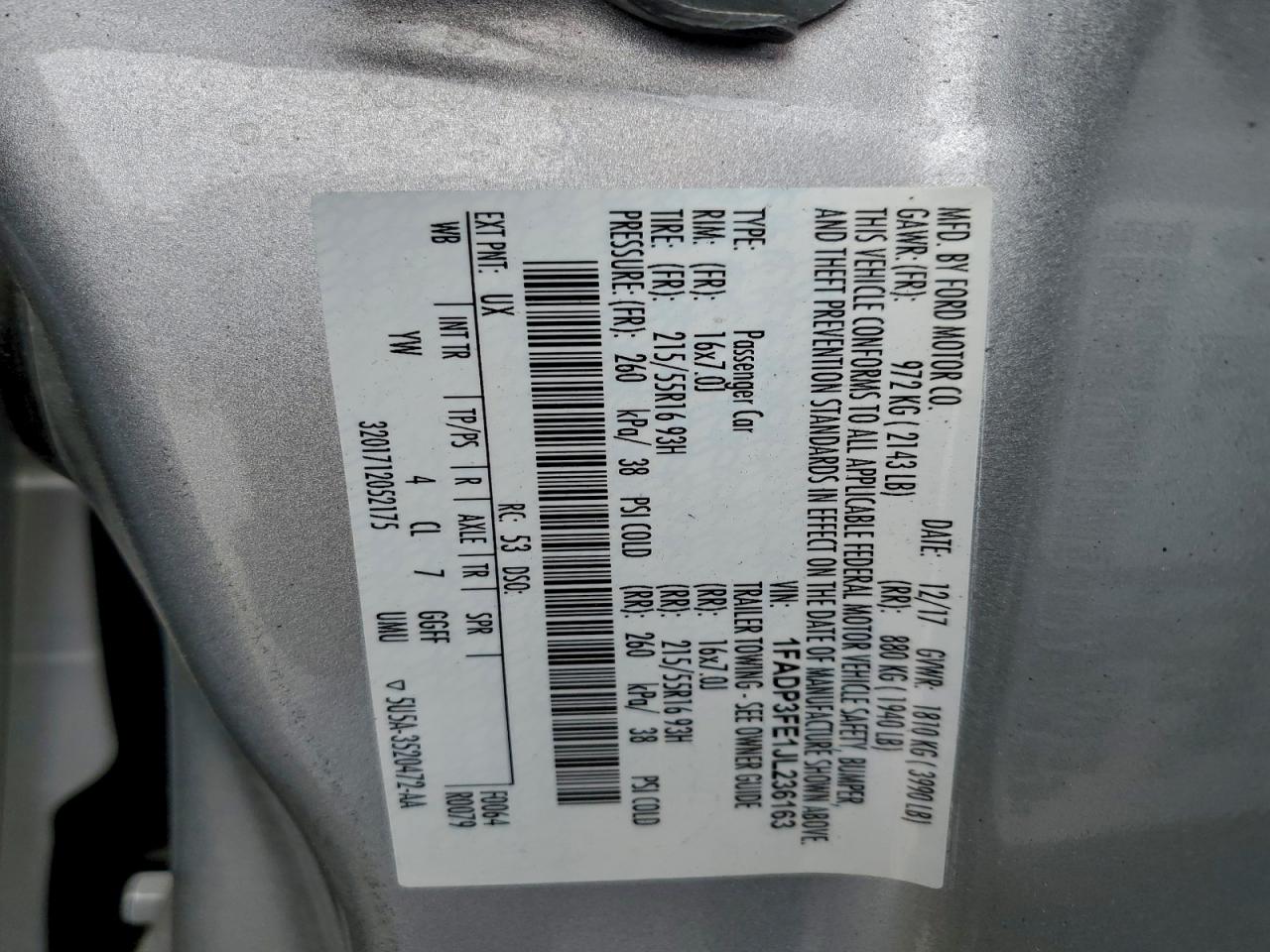 2018 FORD FOCUS SE photo 12