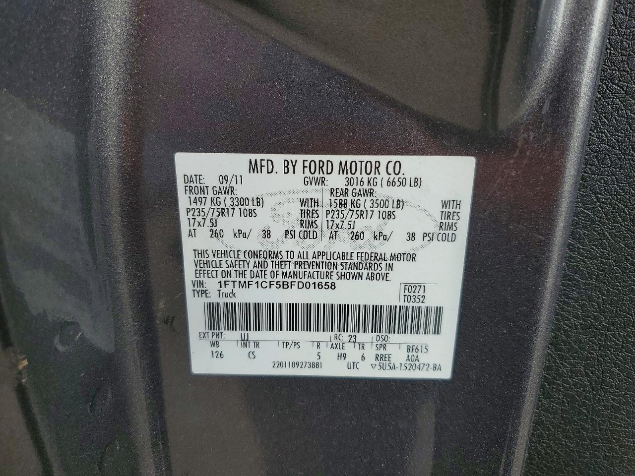2011 FORD F150 photo 12