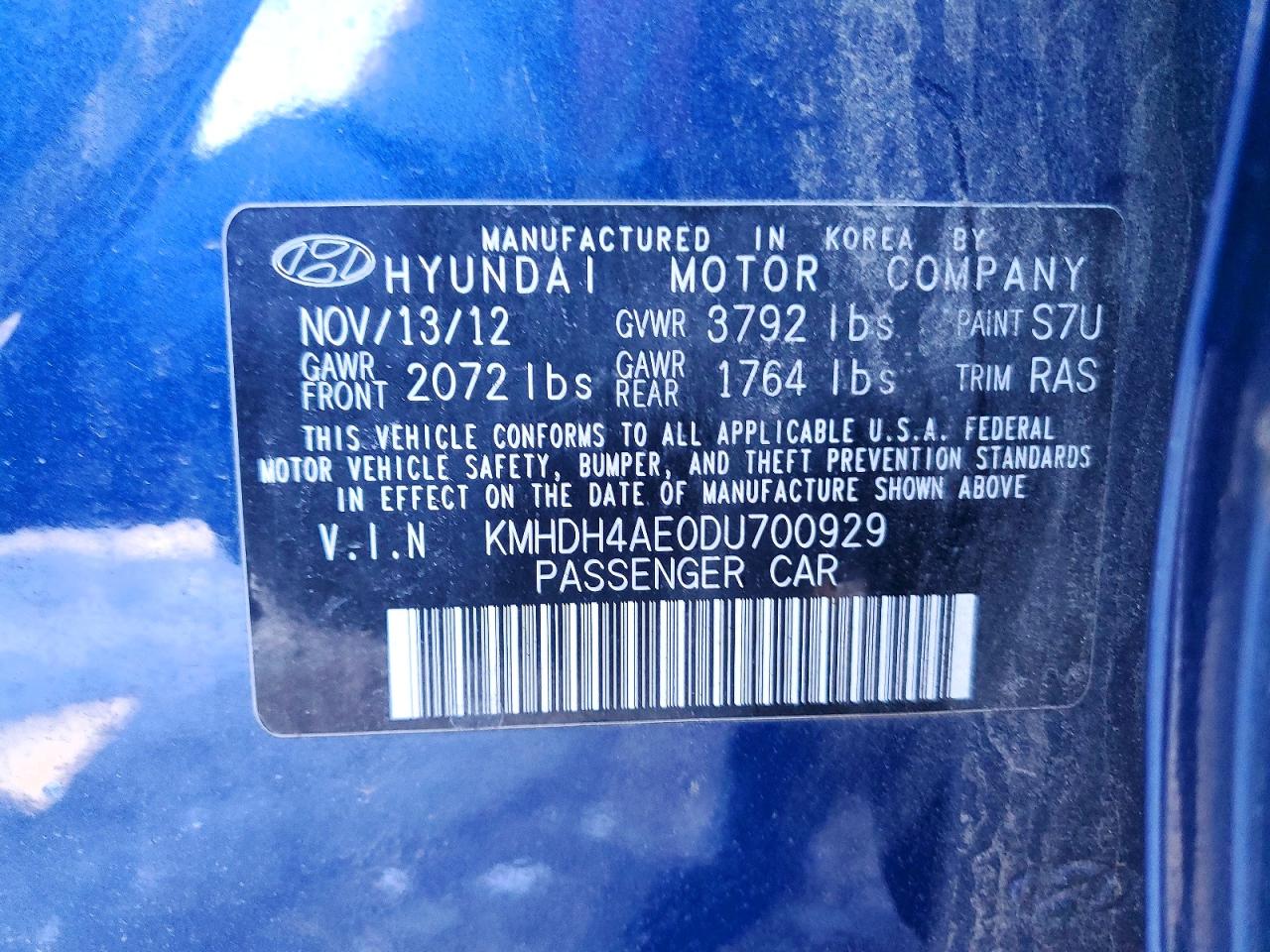 2013 HYUNDAI ELANTRA GLS photo 12