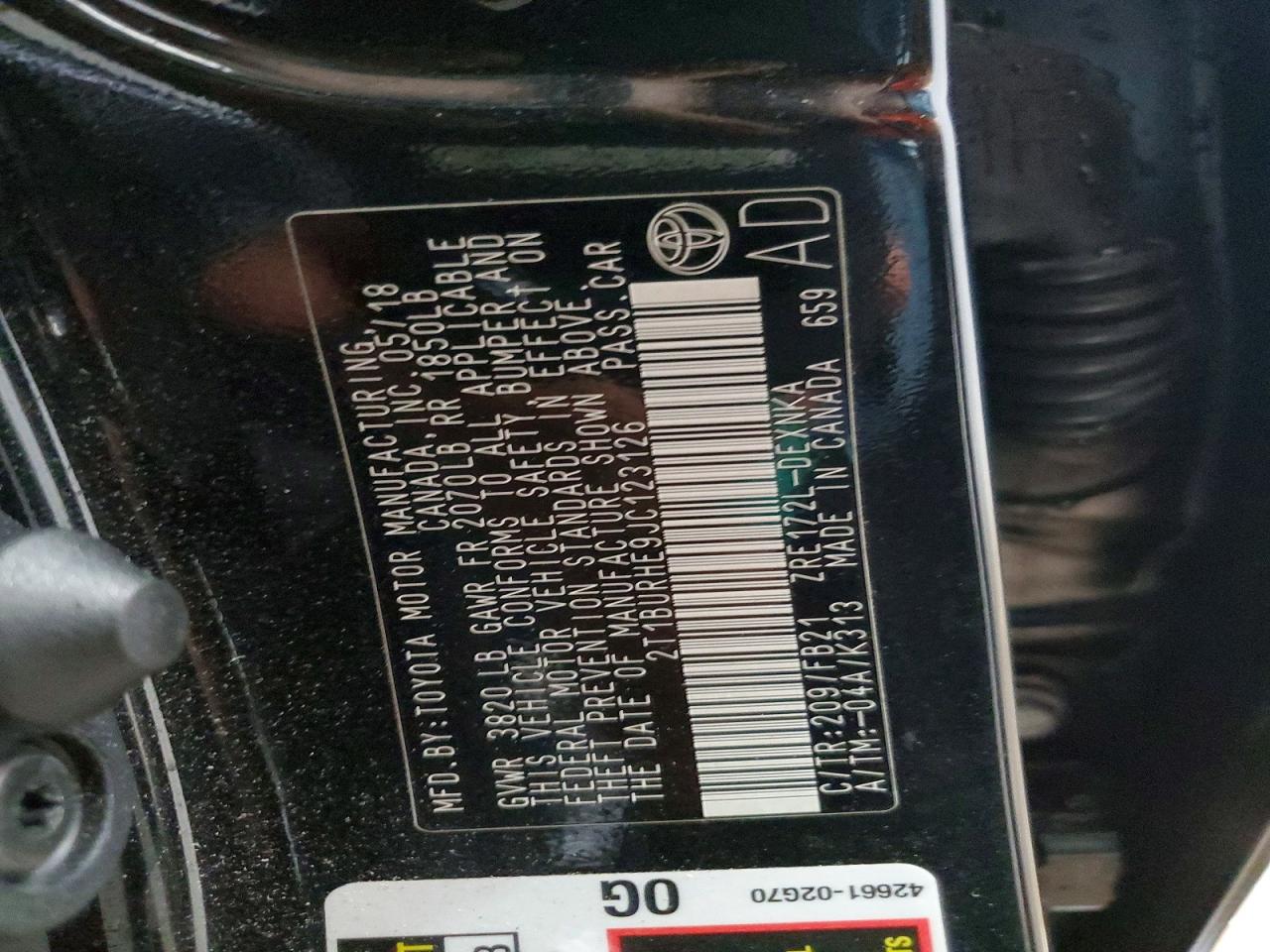 2018 TOYOTA COROLLA LE photo 12