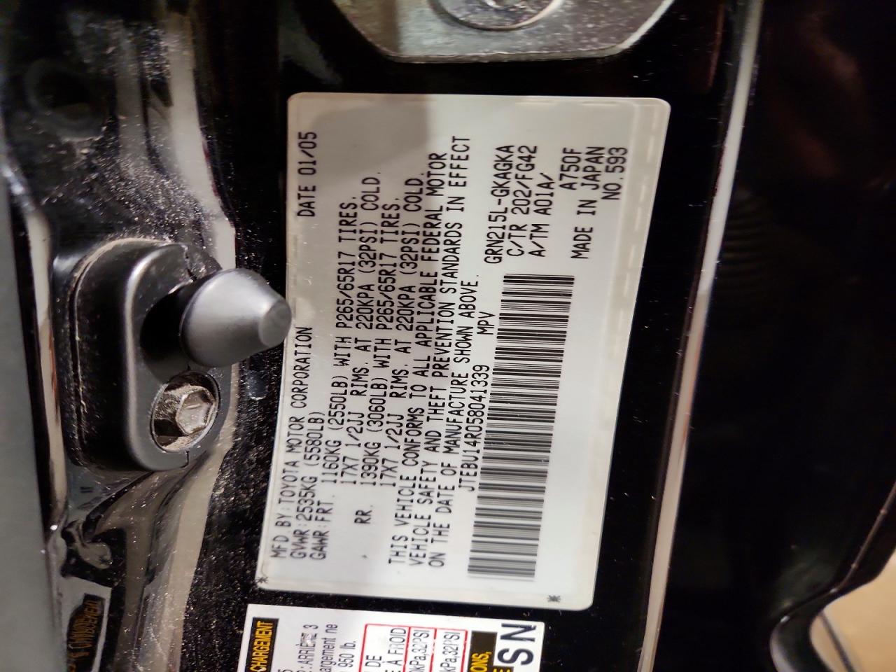 2005 TOYOTA 4RUNNER SR5 photo 14