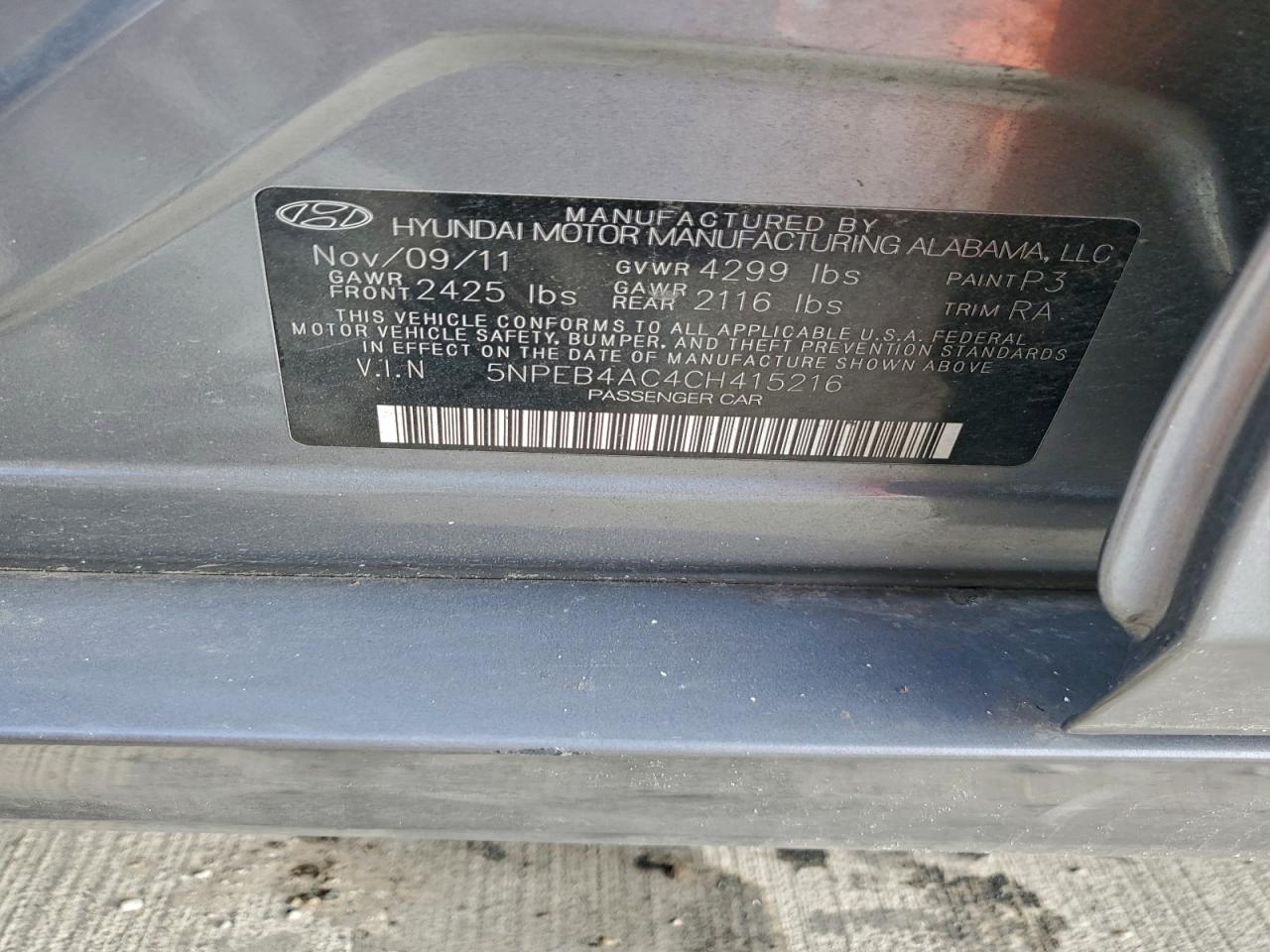 2012 HYUNDAI SONATA GLS photo 12