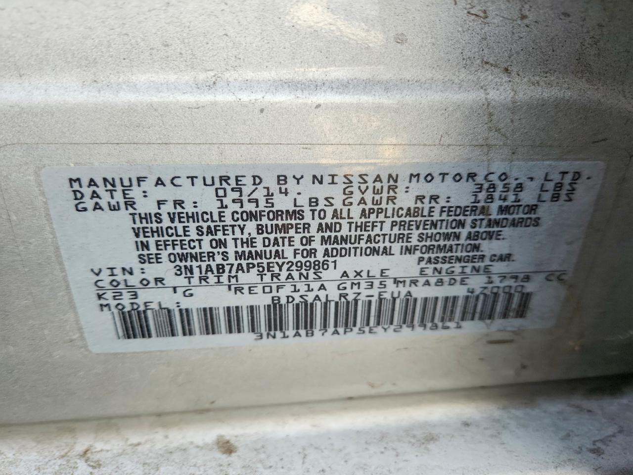 2014 NISSAN SENTRA S photo 12