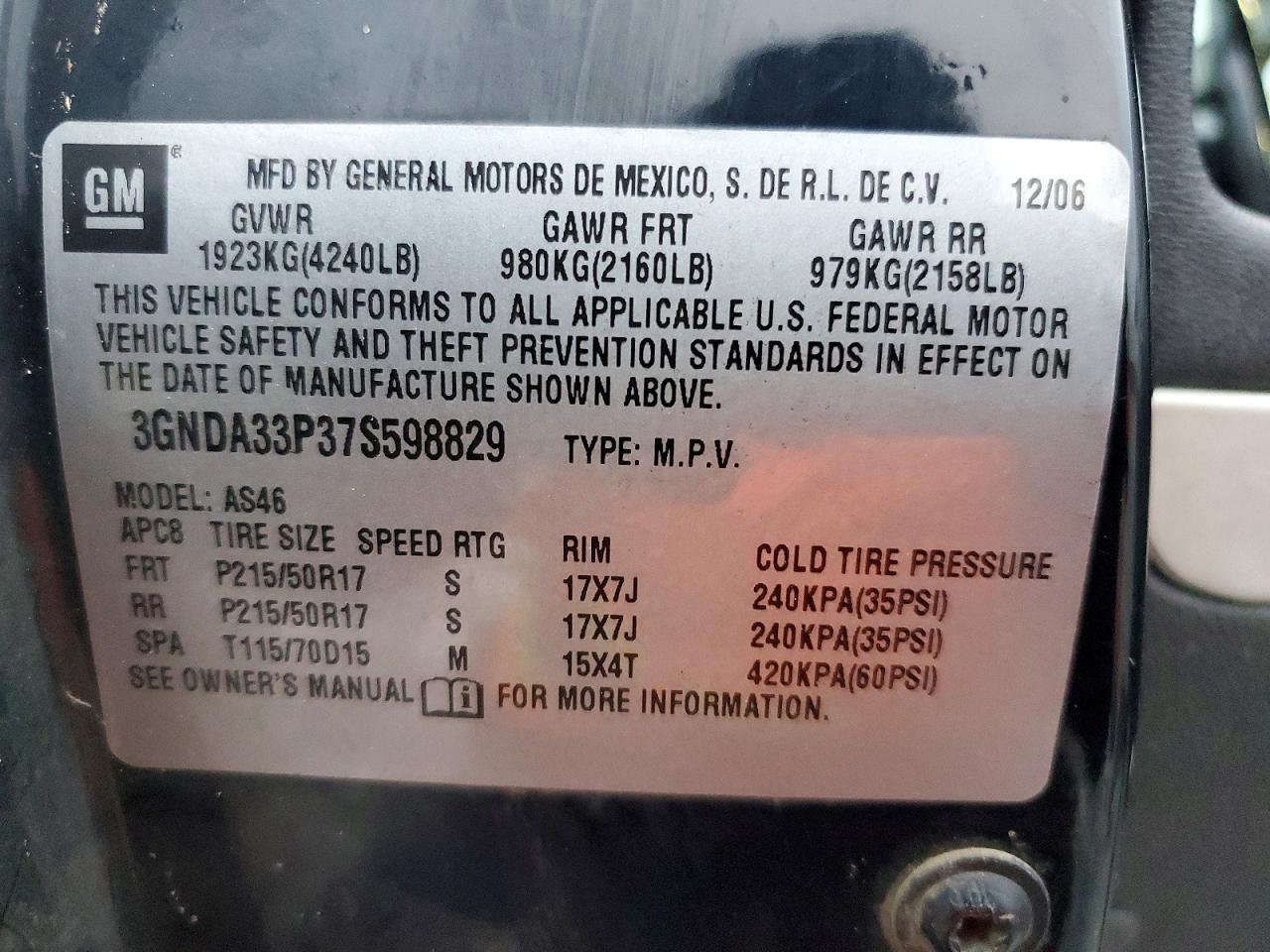 2007 CHEVROLET HHR LT photo 14