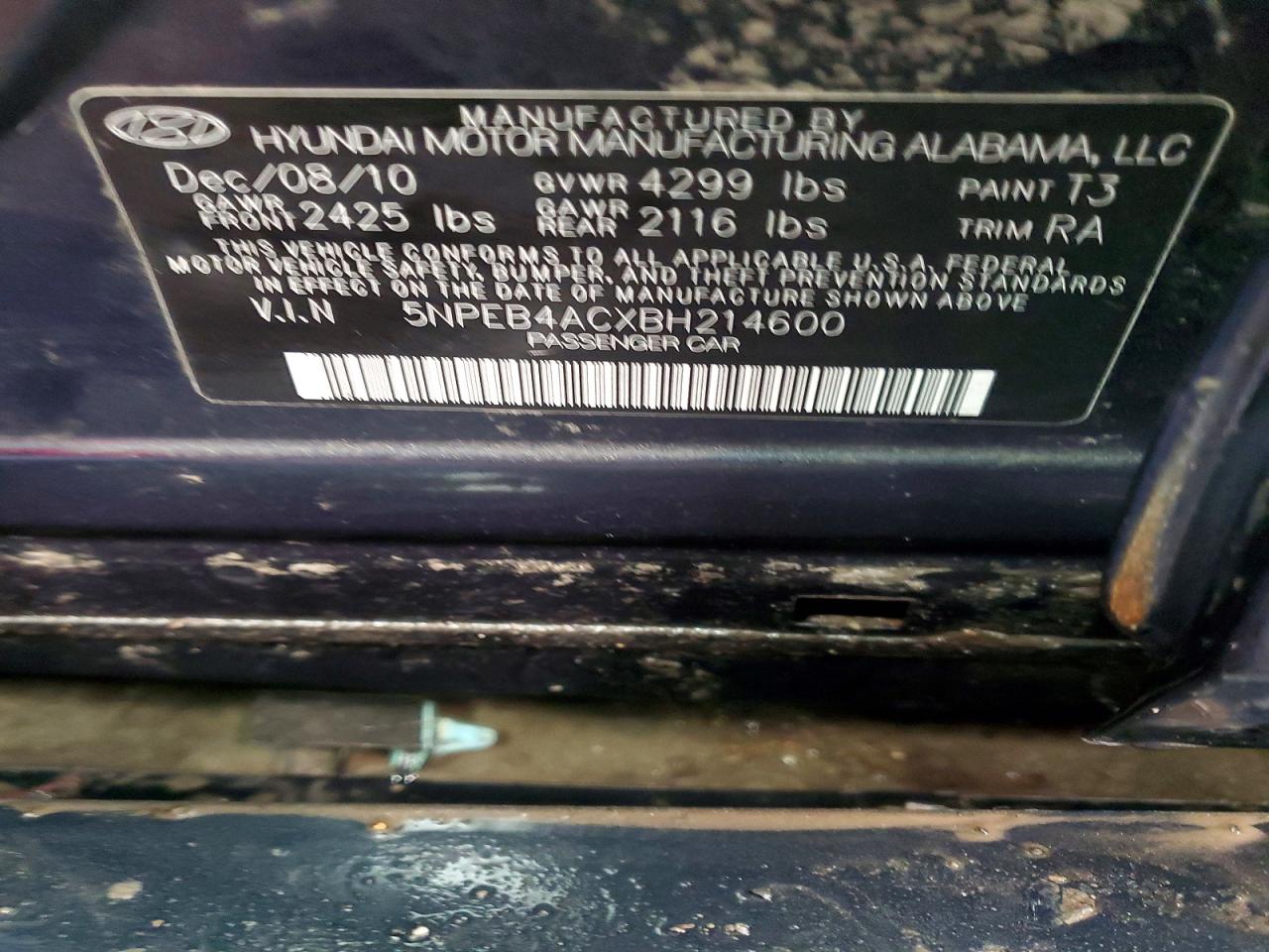2011 HYUNDAI SONATA GLS photo 12