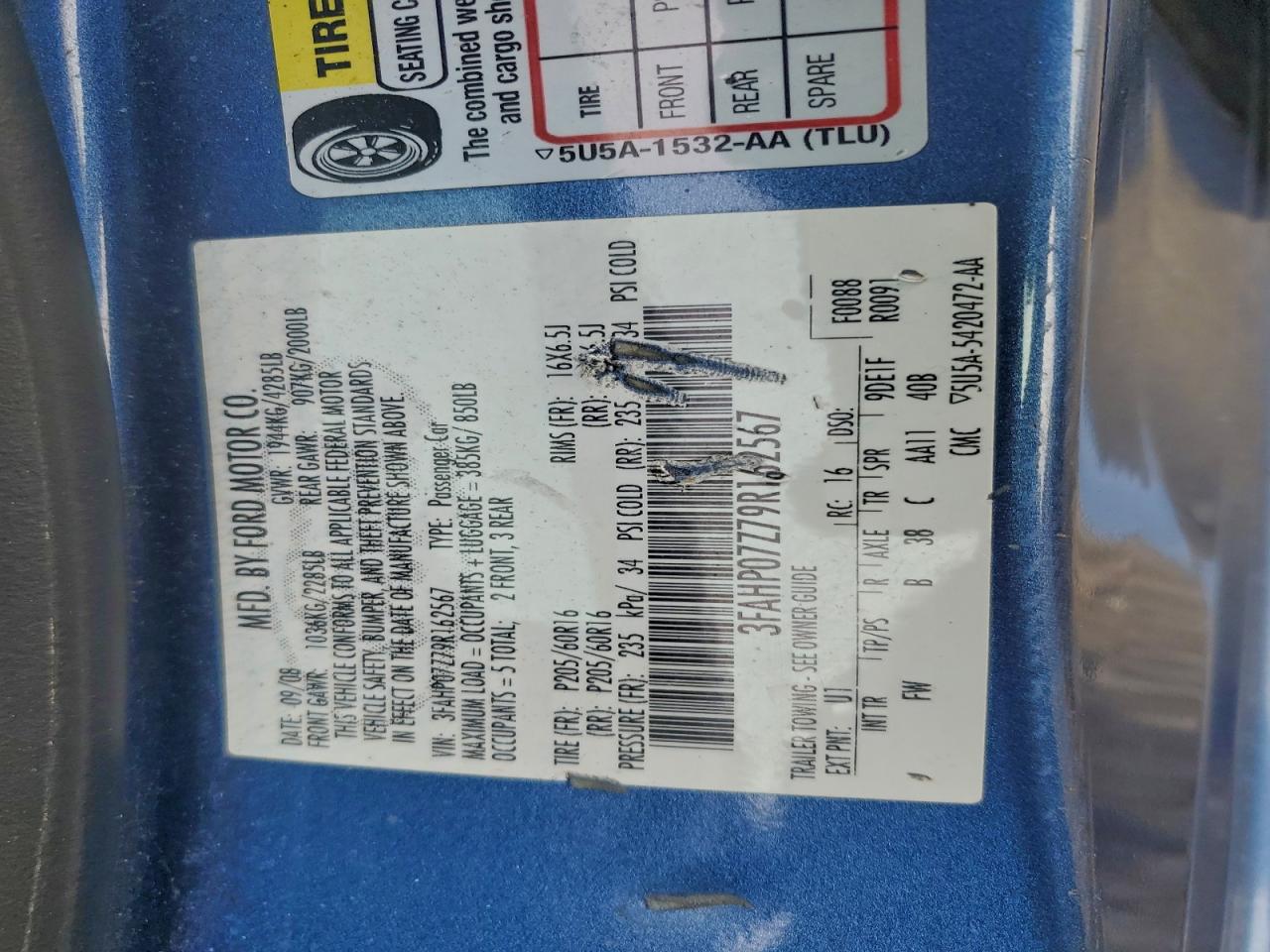 2009 FORD FUSION SE photo 12