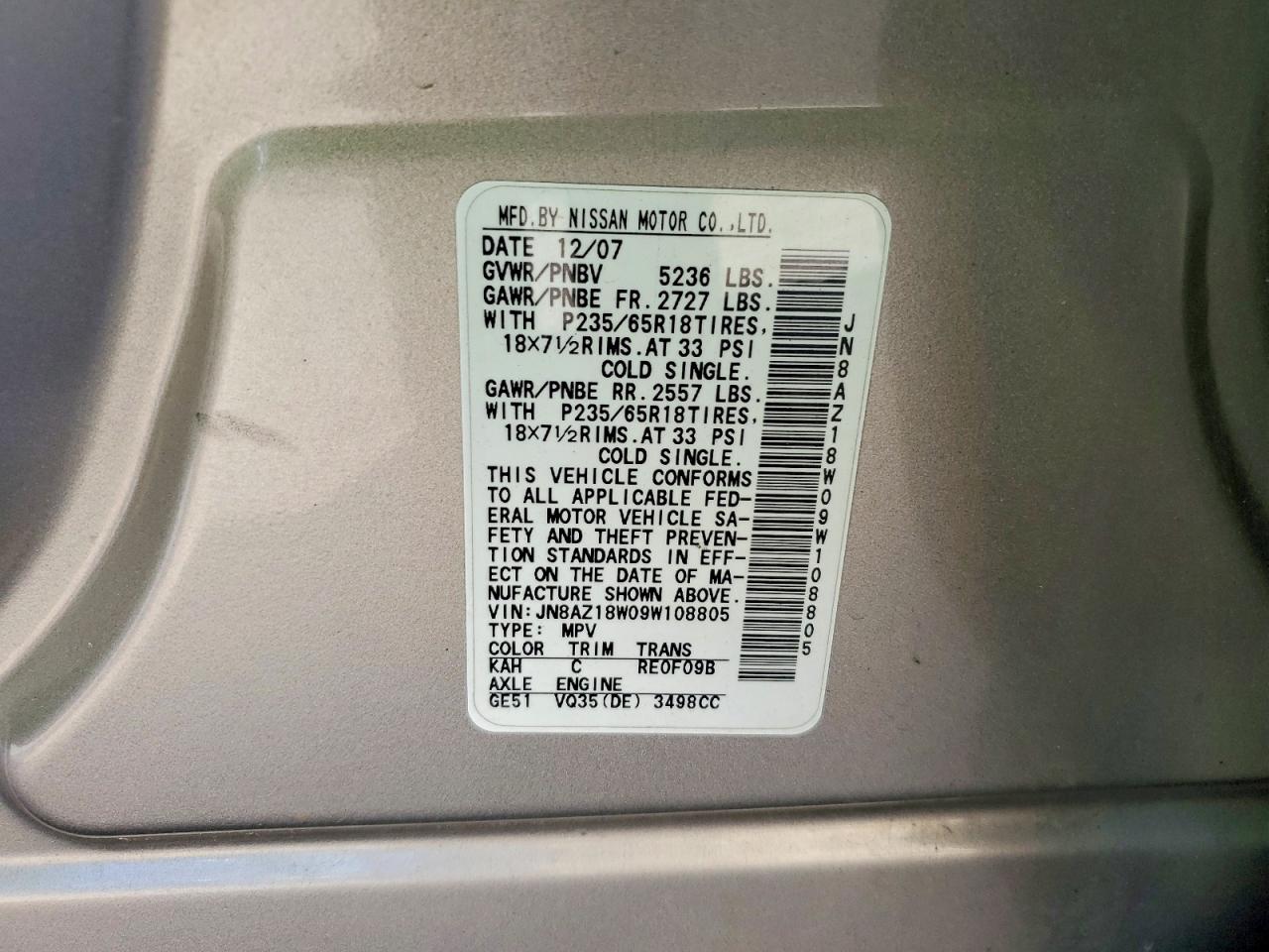 2009 NISSAN MURANO S photo 13