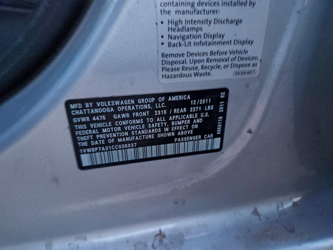 2012 VOLKSWAGEN PASSAT SE photo 25