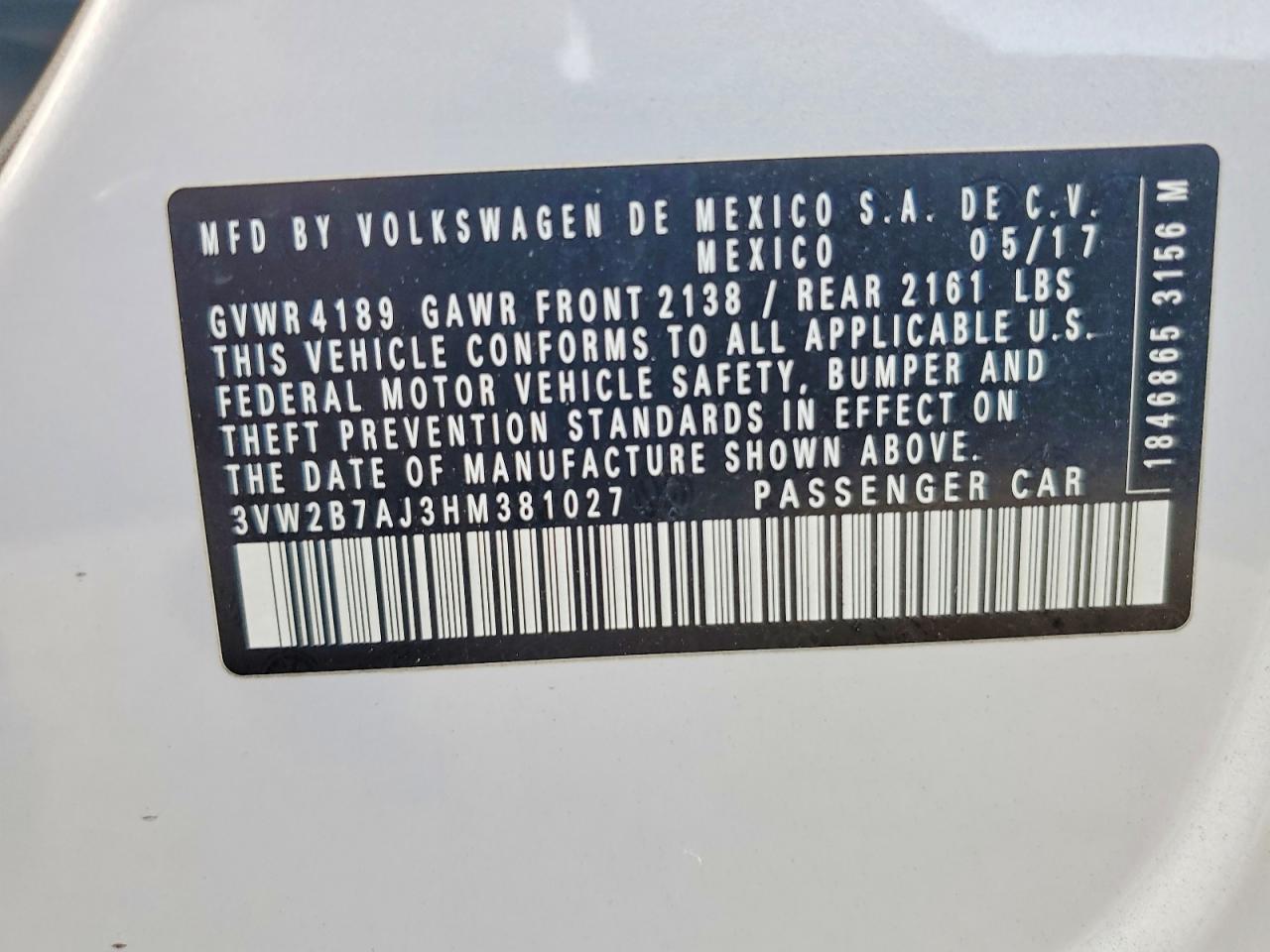 2017 VOLKSWAGEN JETTA S photo 12