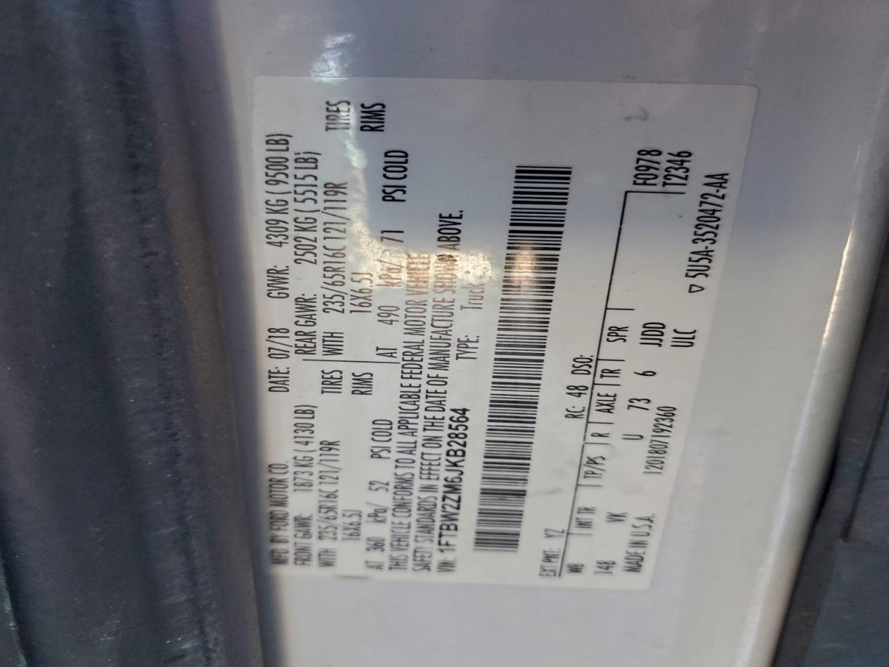 2018 FORD TRANSIT T-350 photo 14