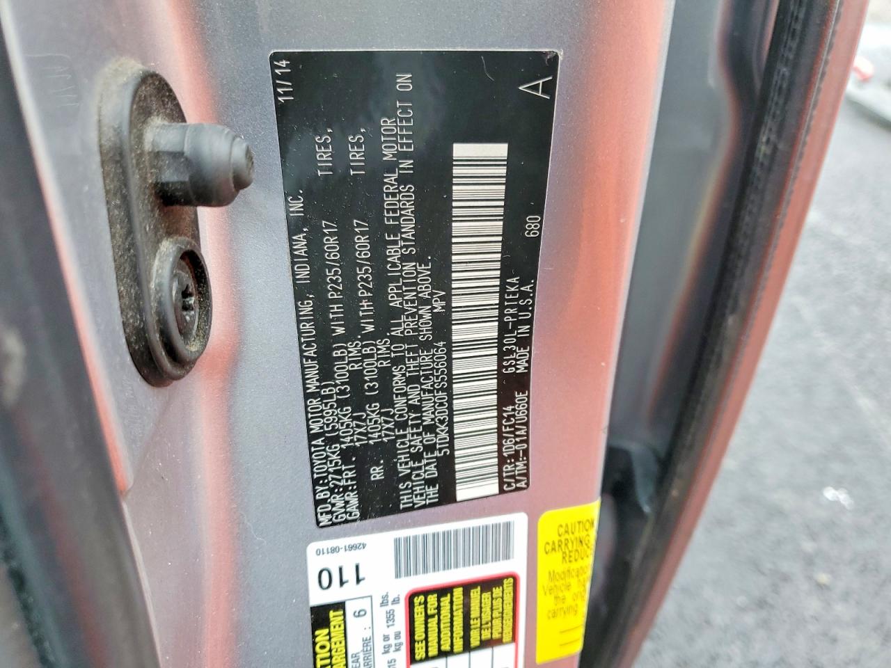 2015 TOYOTA SIENNA LE photo 14