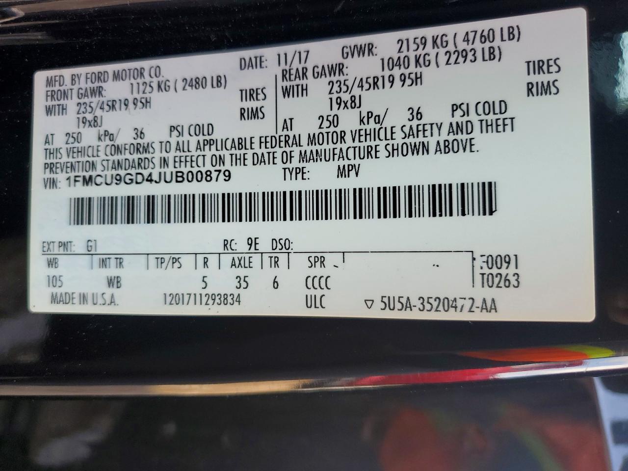 2018 FORD ESCAPE SE photo 14