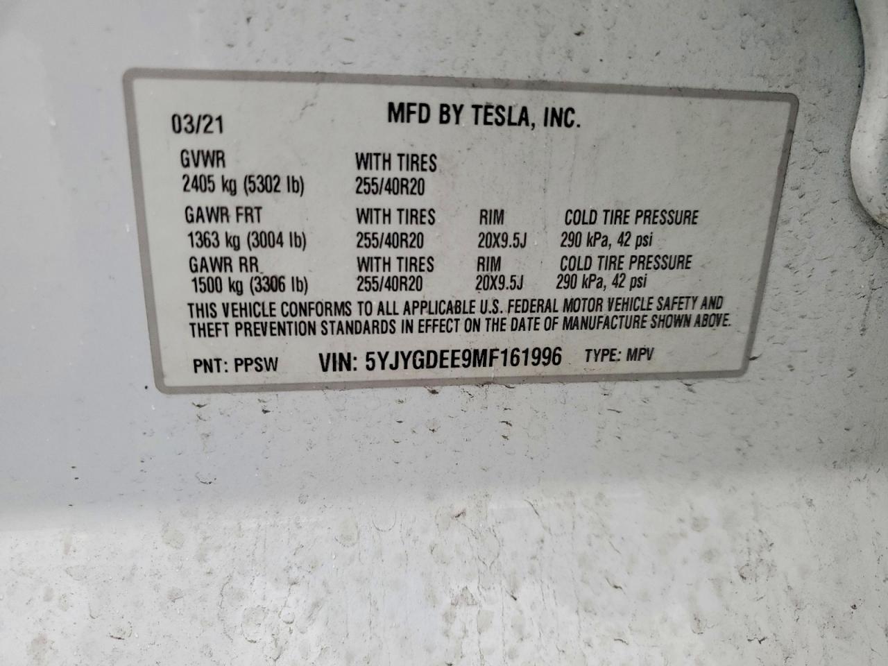 2021 TESLA MODEL Y photo 12