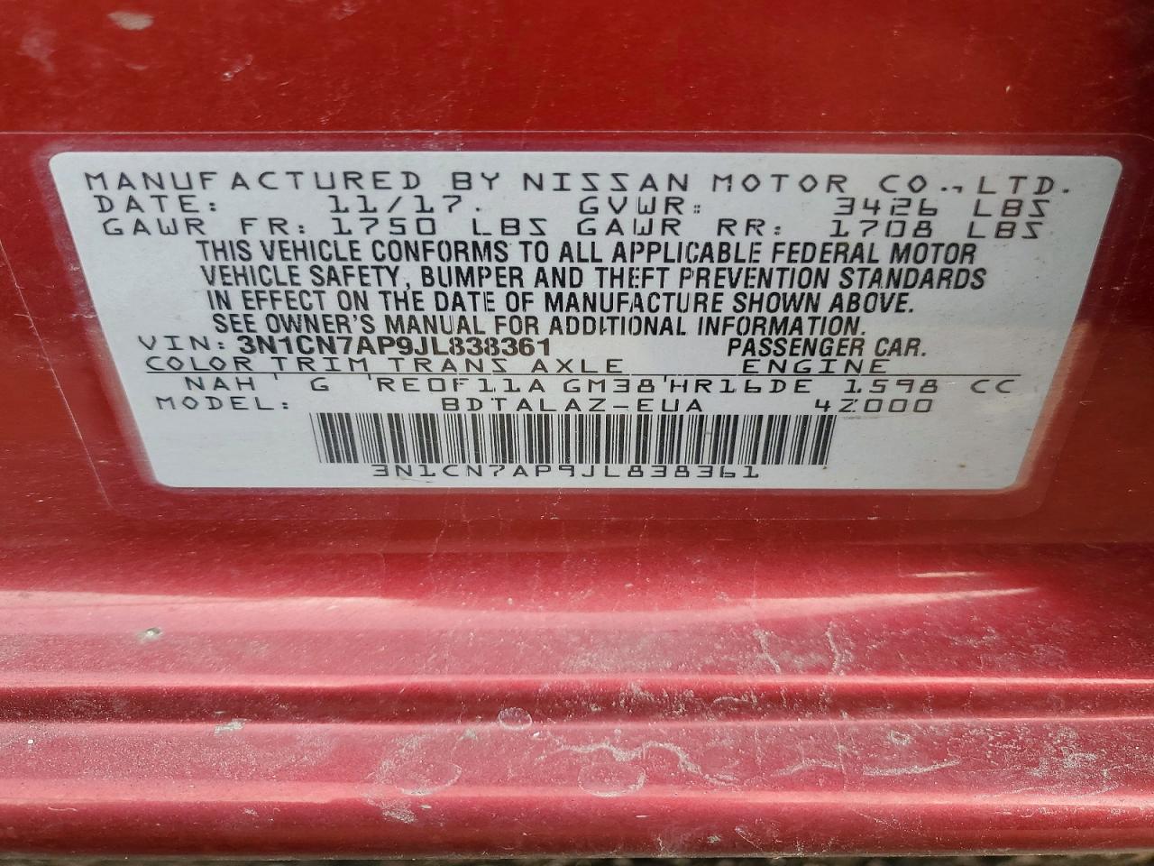 2018 NISSAN VERSA S photo 12