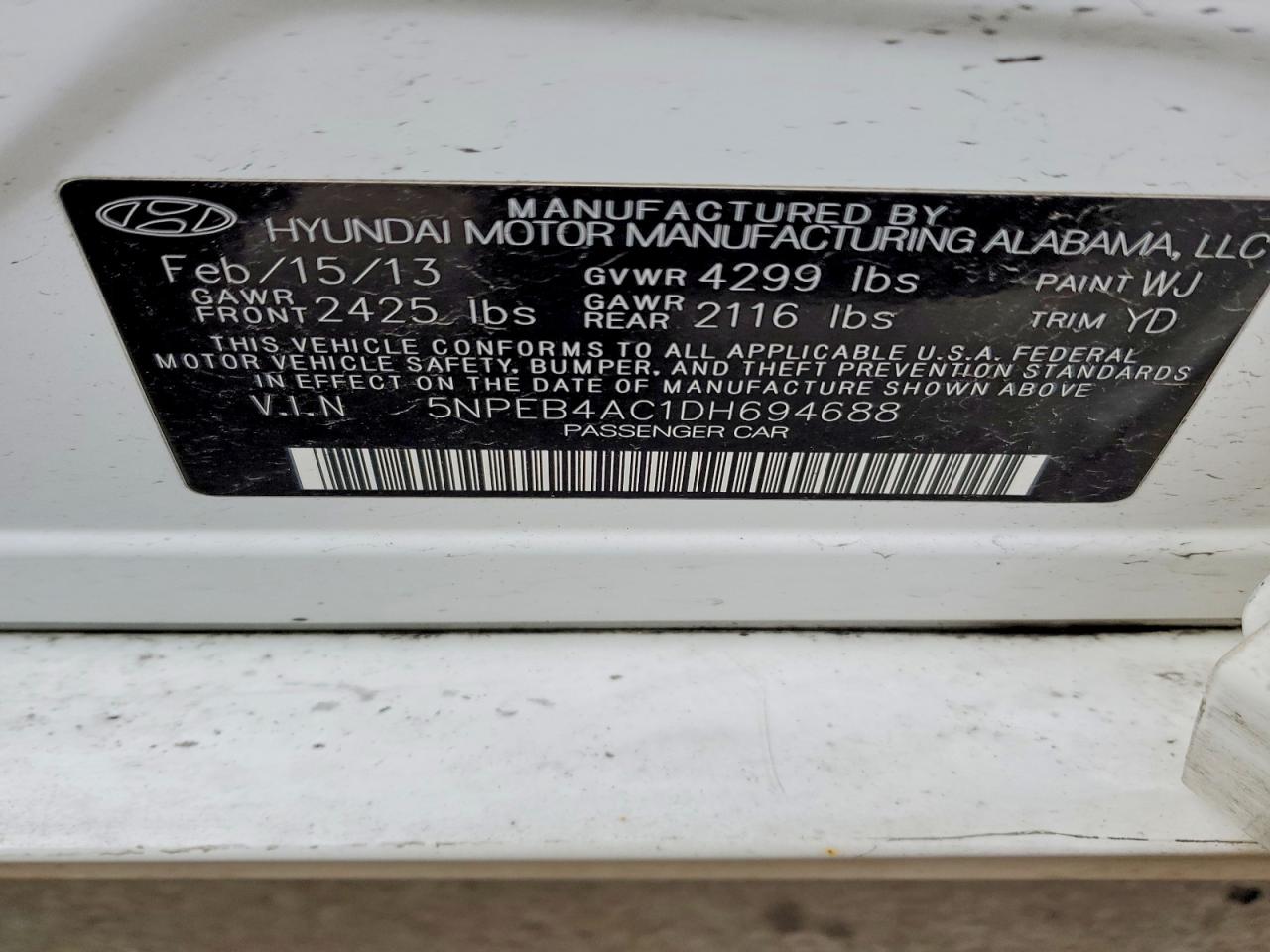 2013 HYUNDAI SONATA GLS photo 12