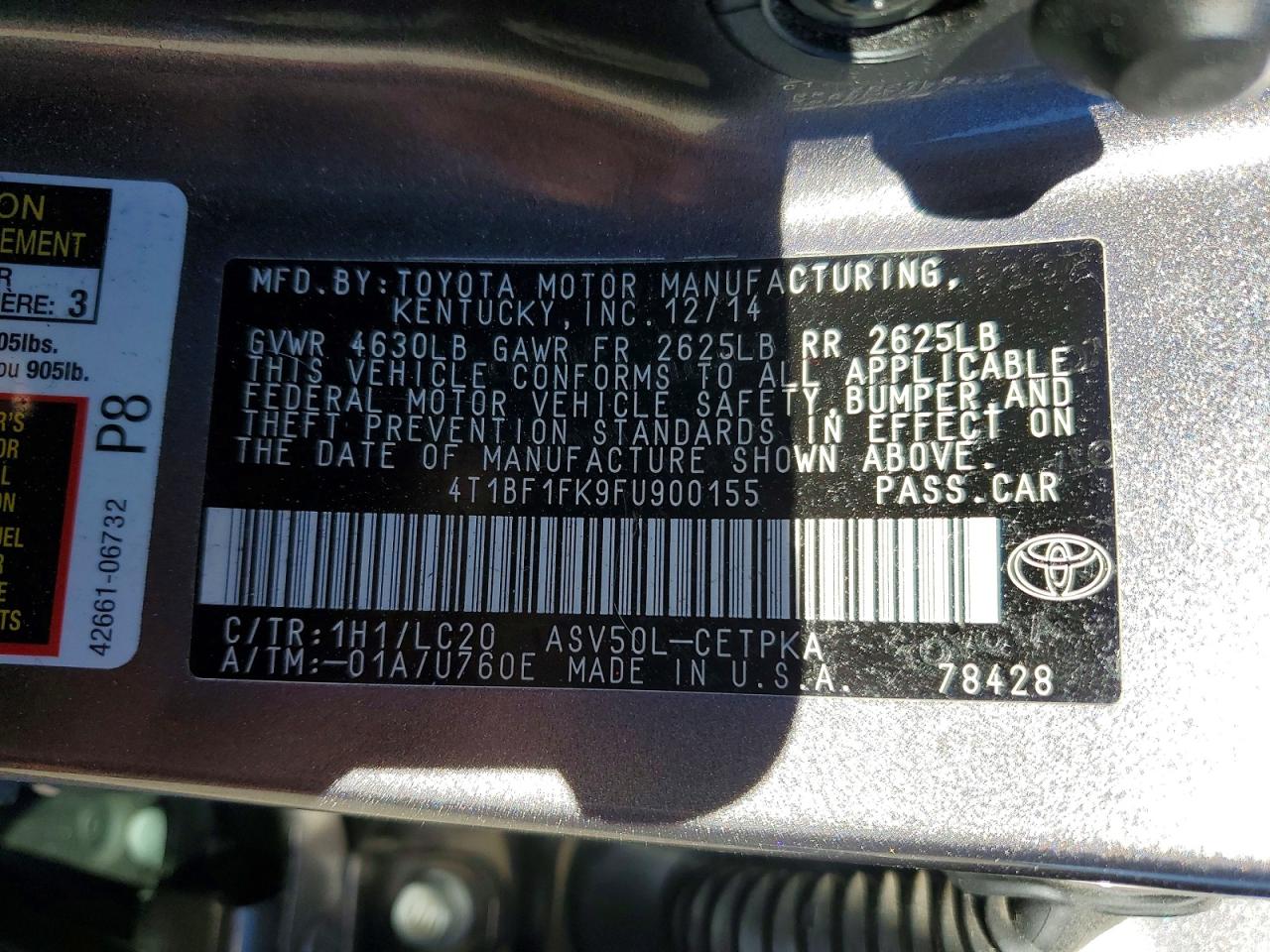 2015 TOYOTA CAMRY LE photo 25