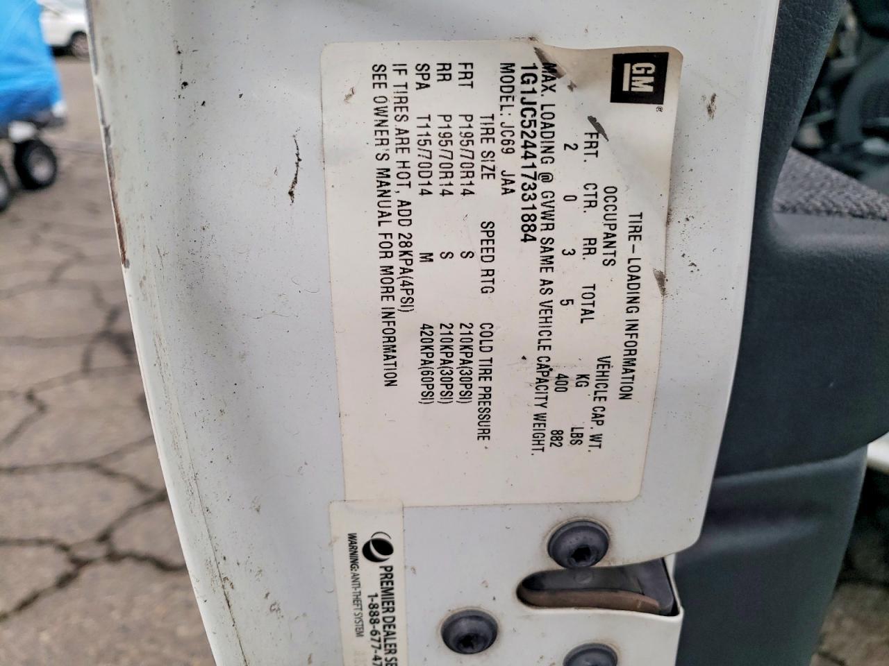 2001 CHEVROLET CAVALIER BASE photo 12