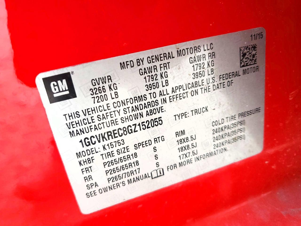 2016 CHEVROLET SILVERADO K1500 LT photo 12