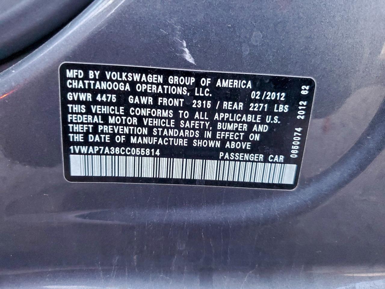 2012 VOLKSWAGEN PASSAT S photo 13